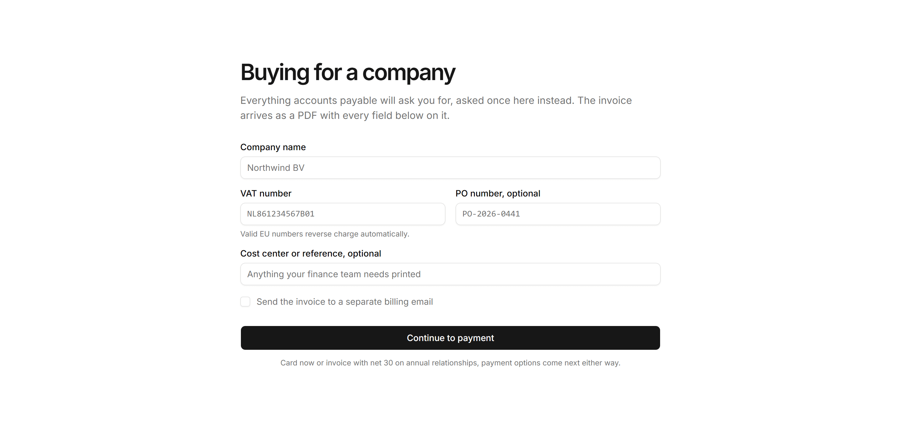 Ecommerce Checkout: Invoice Details Form