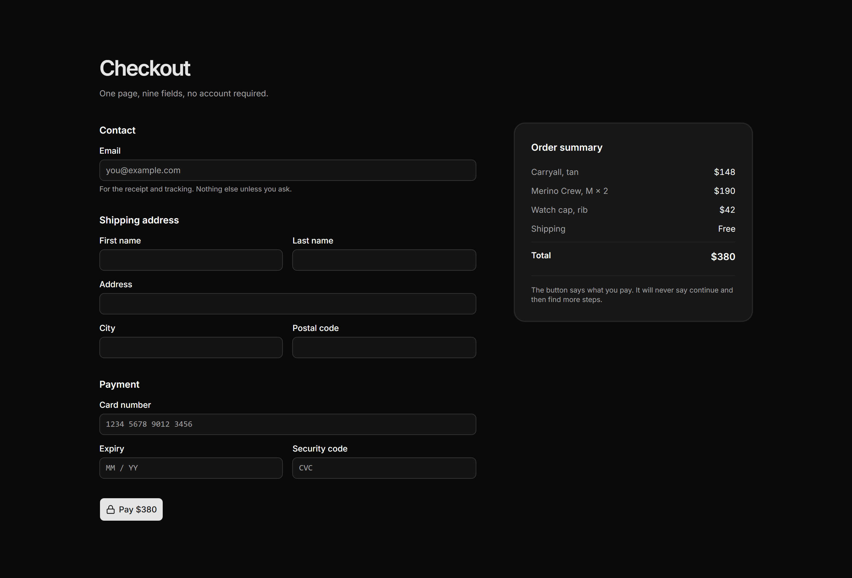 Ecommerce Checkout: One Page Checkout