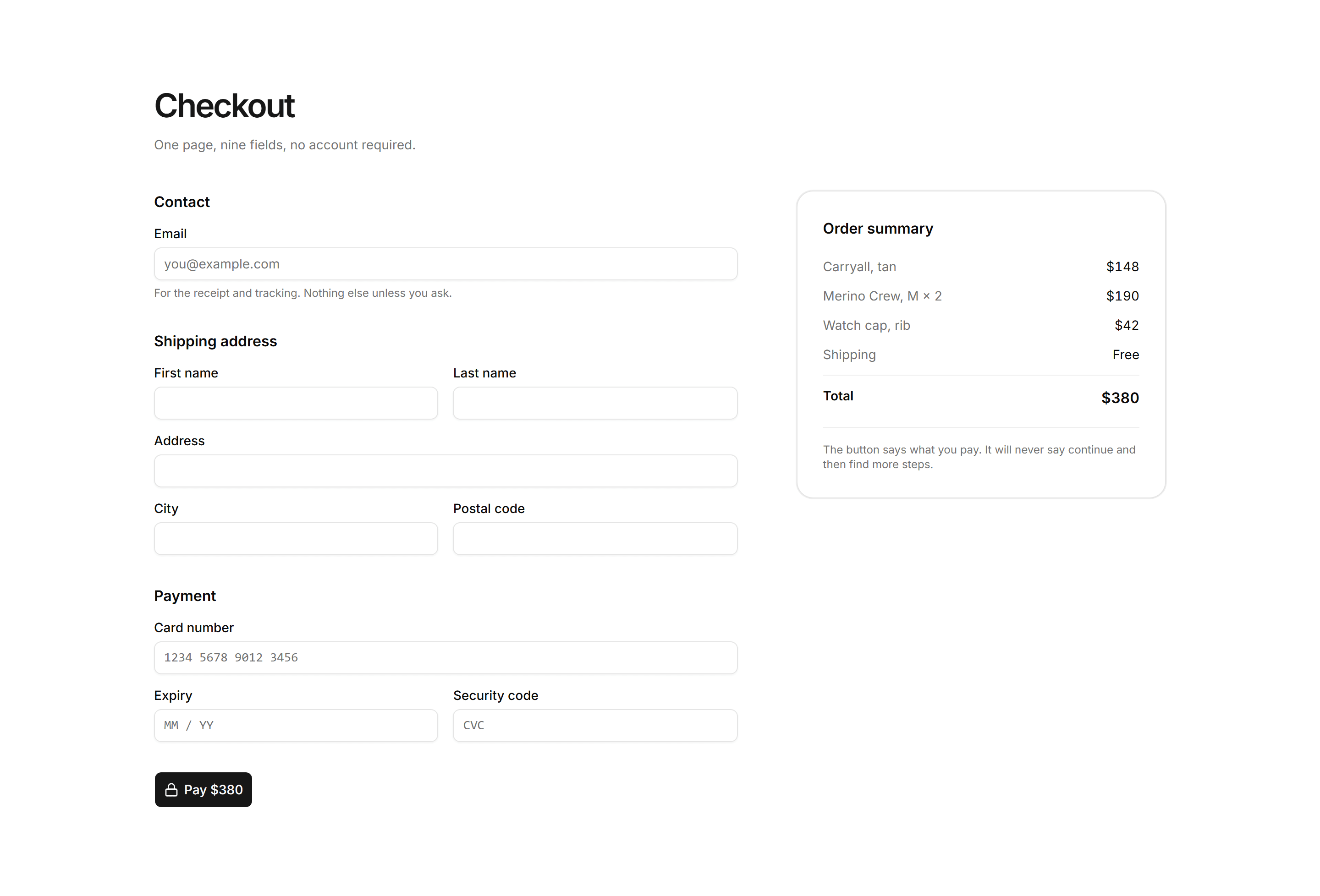 Ecommerce Checkout: One Page Checkout