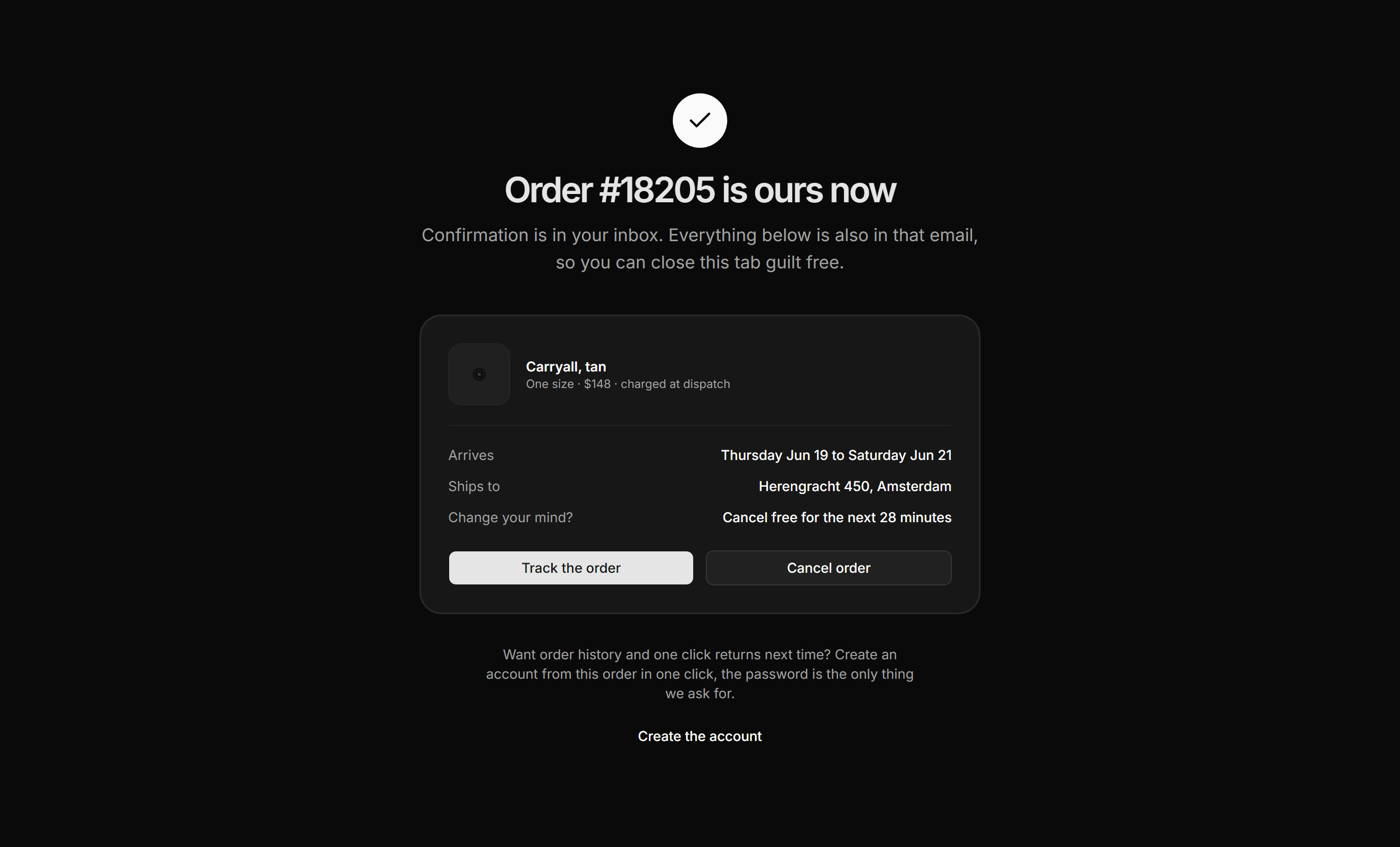 Ecommerce Checkout: Order Confirmation Page