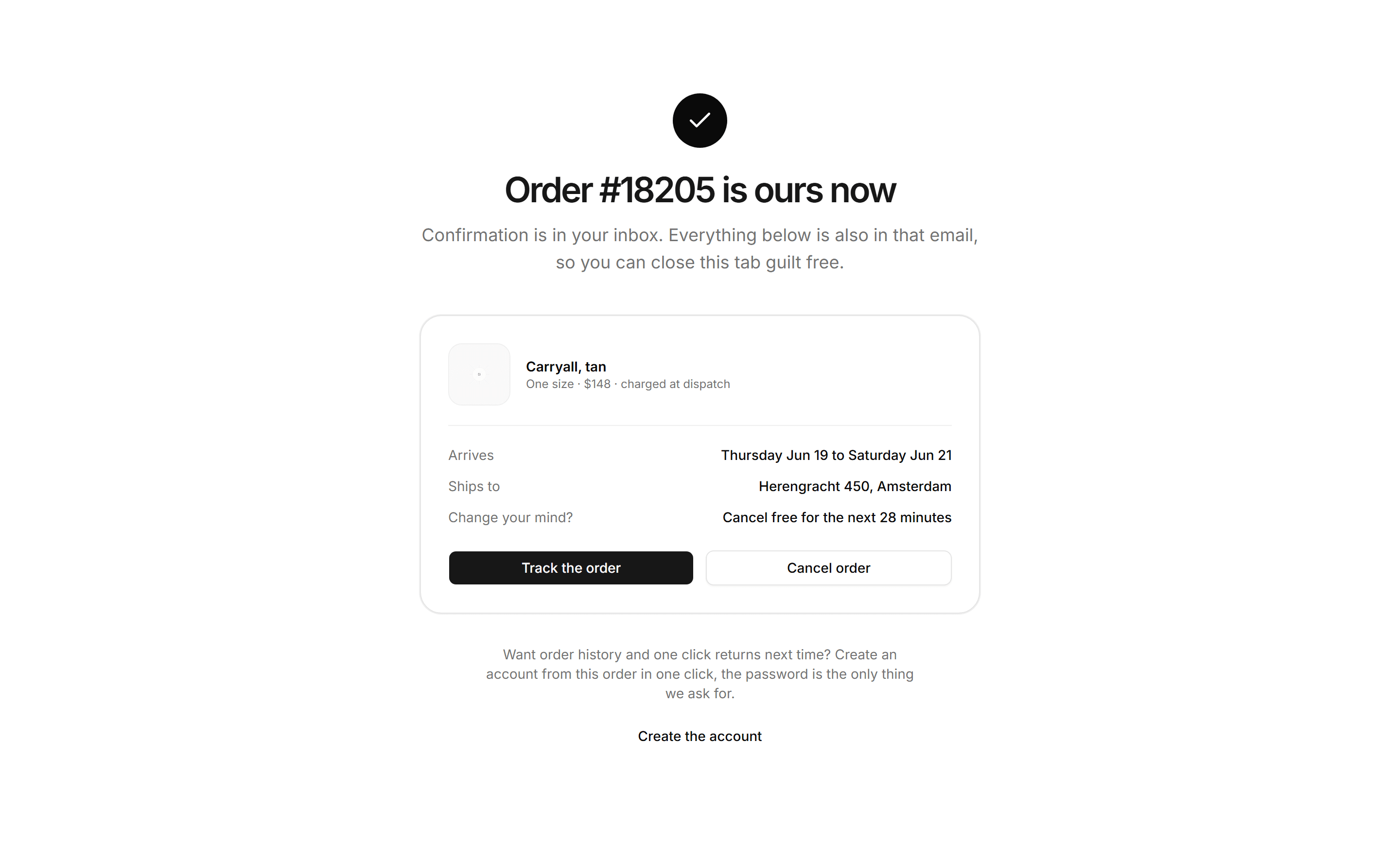 Ecommerce Checkout: Order Confirmation Page