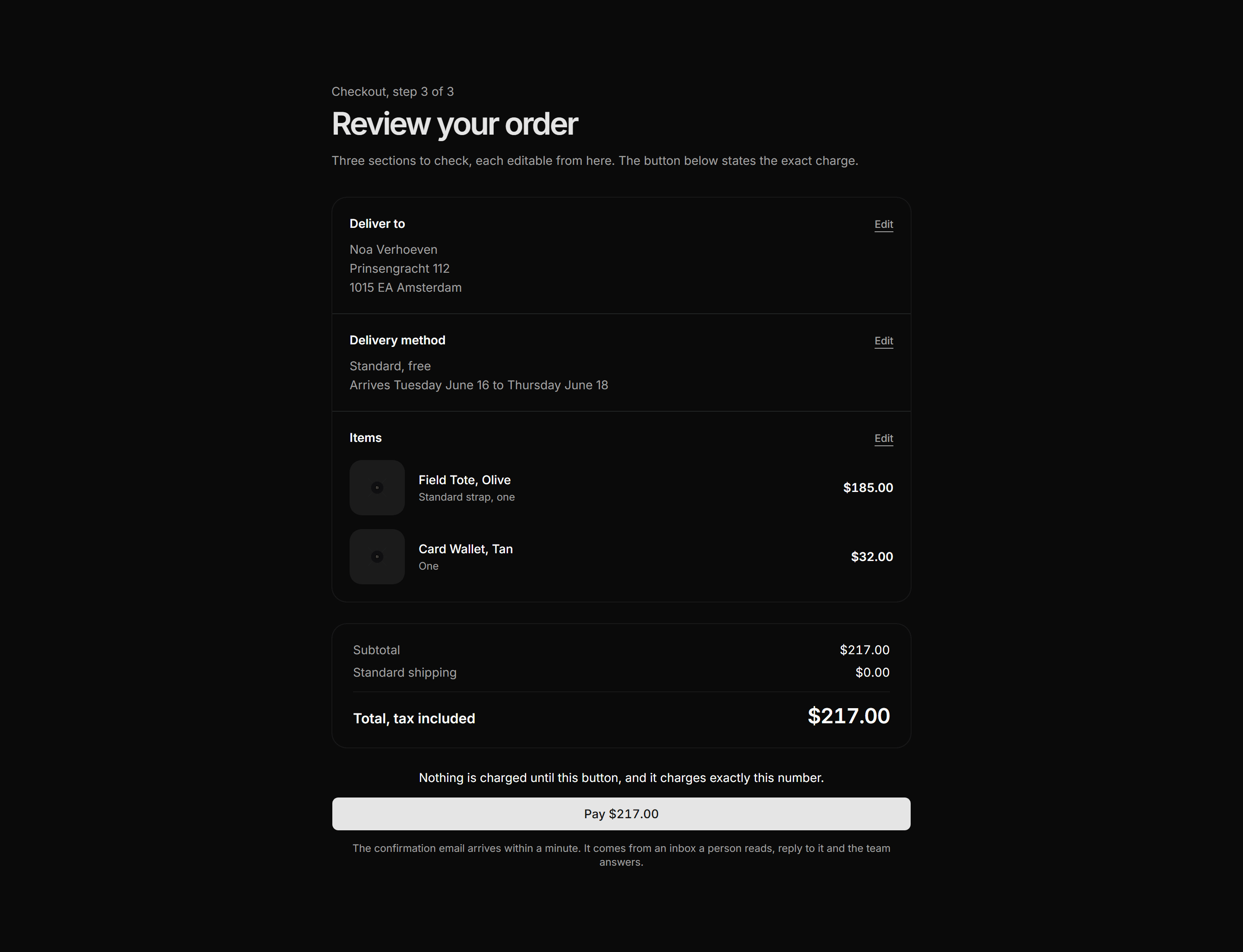 Ecommerce Checkout: Order Review Step