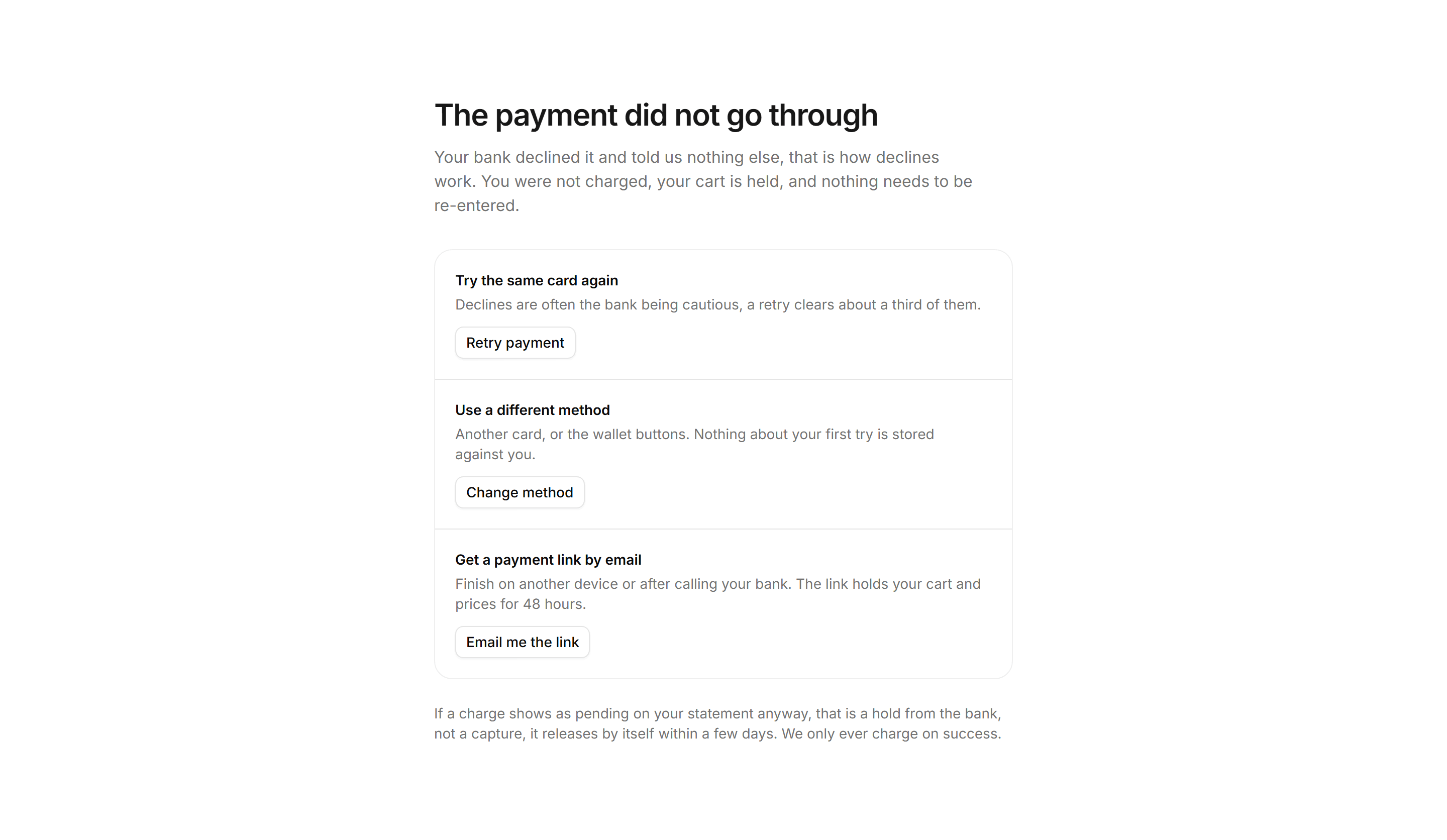 Ecommerce Checkout: Payment Failed Recovery