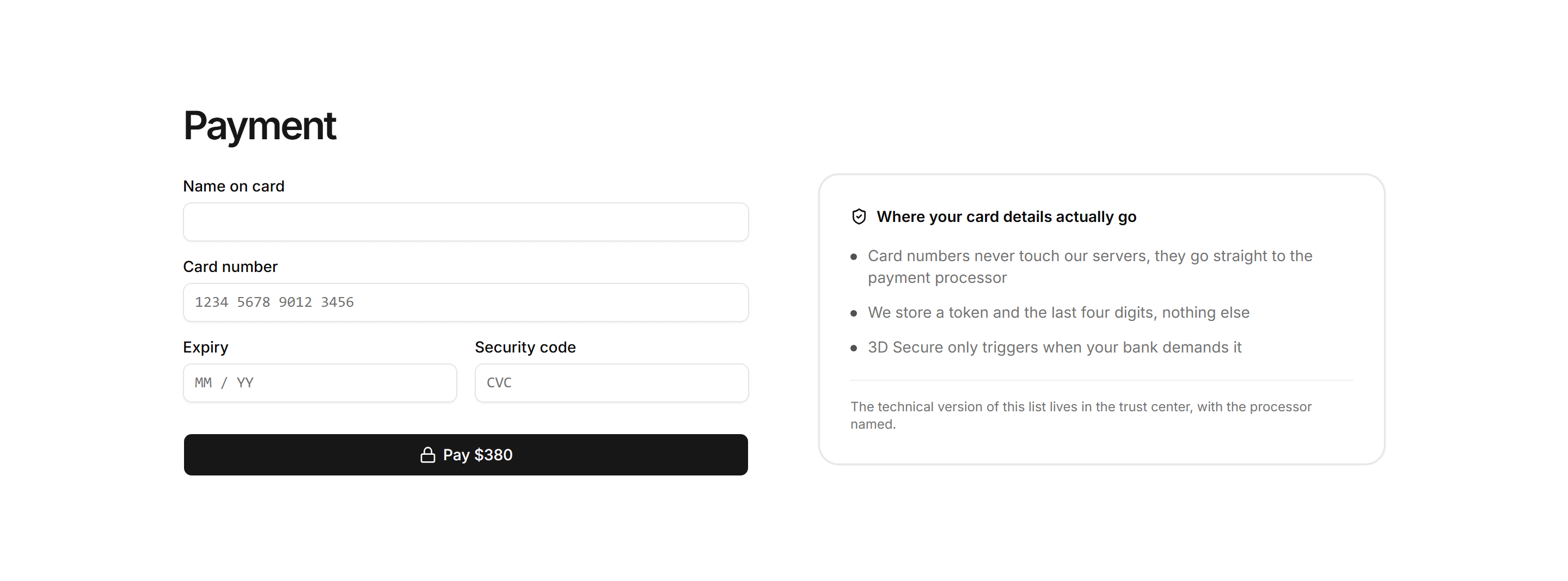 Ecommerce Checkout: Payment Form Section