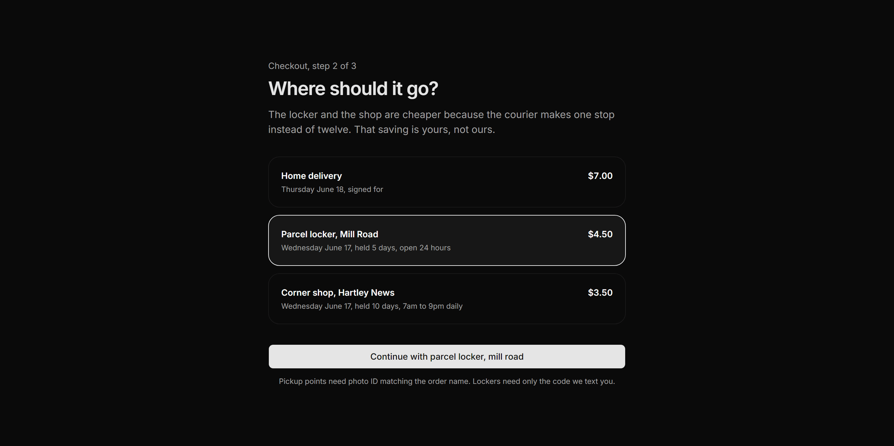 Ecommerce Checkout: Pickup Point Selector