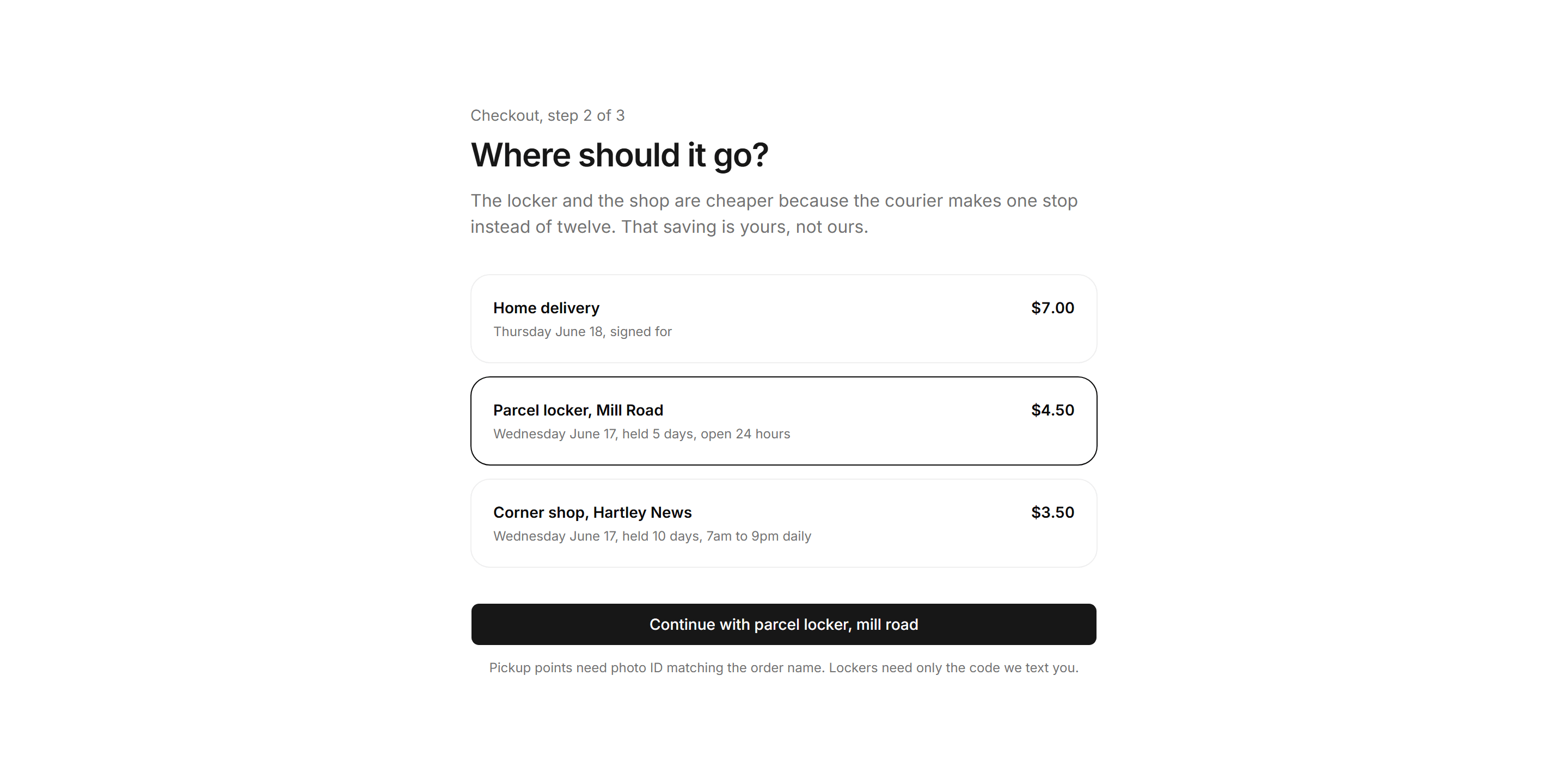 Ecommerce Checkout: Pickup Point Selector