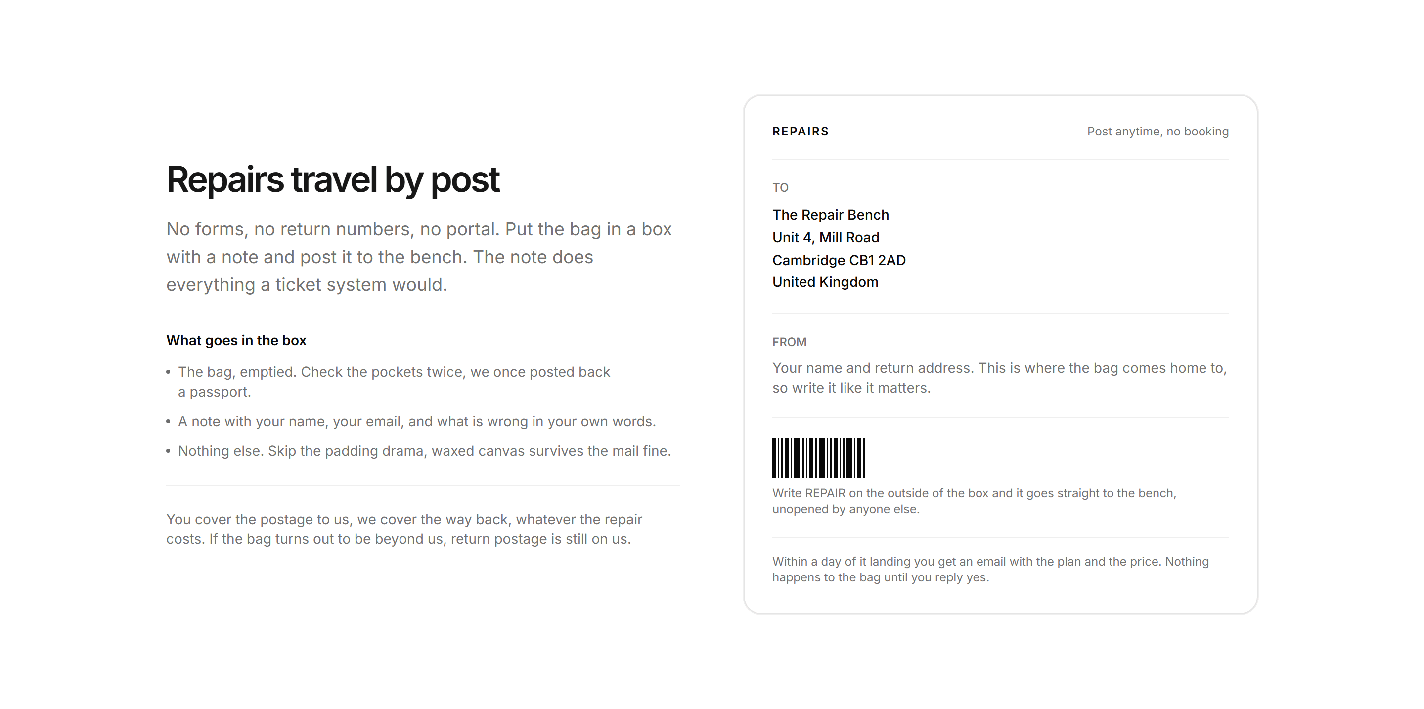 Ecommerce Contact and Support: Send It To The Bench Card