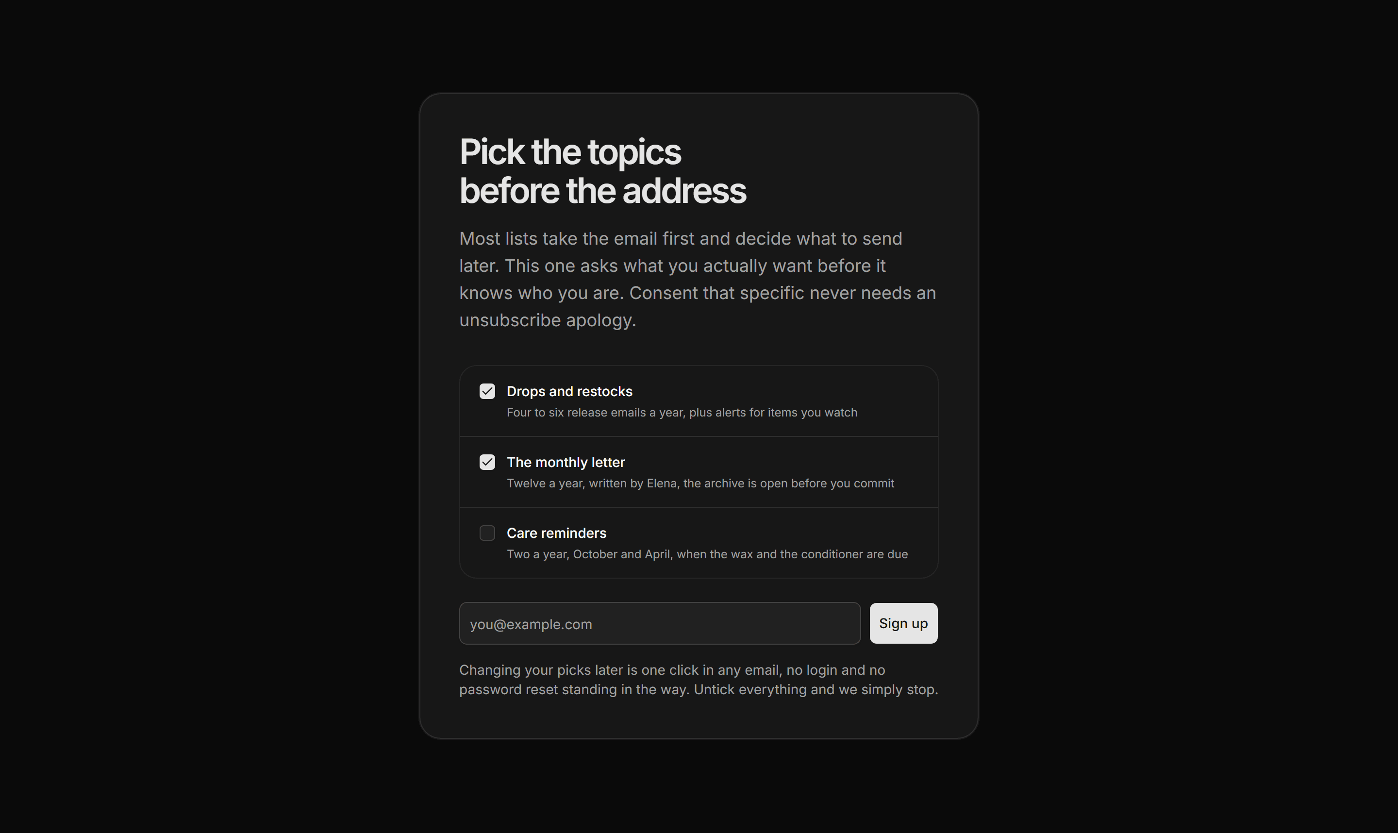Ecommerce Email Capture: Preferences First Signup
