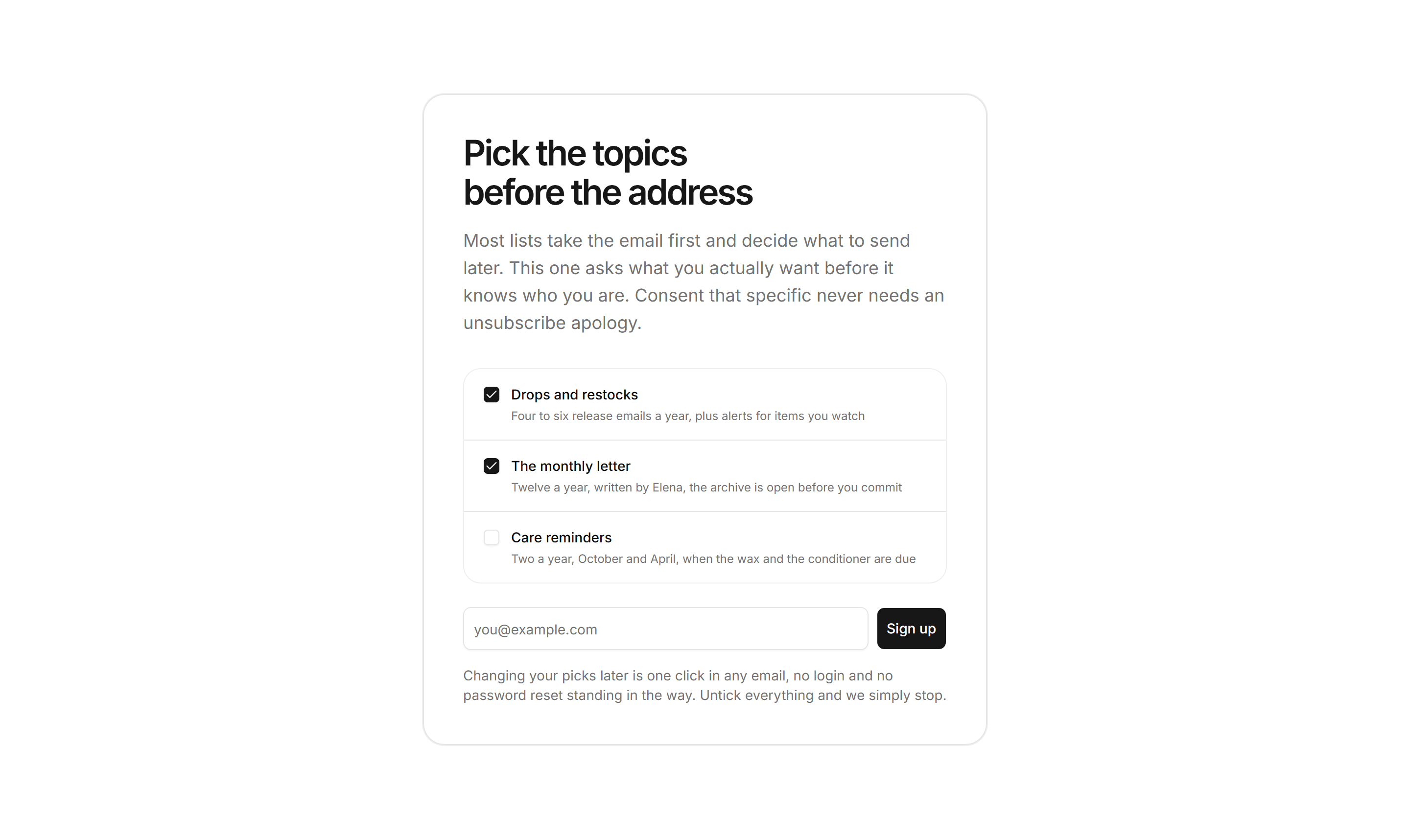Ecommerce Email Capture: Preferences First Signup