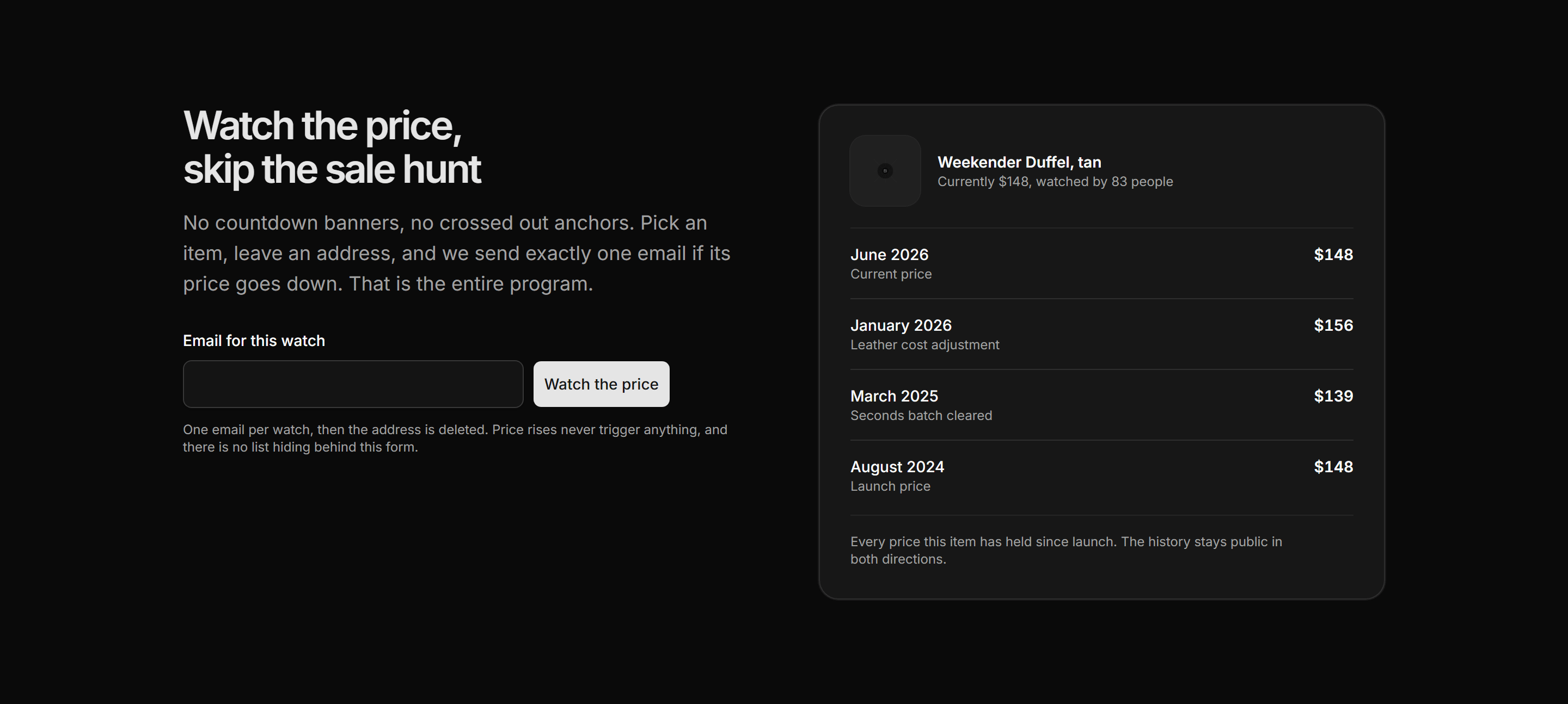 Ecommerce Email Capture: Price Drop Watch