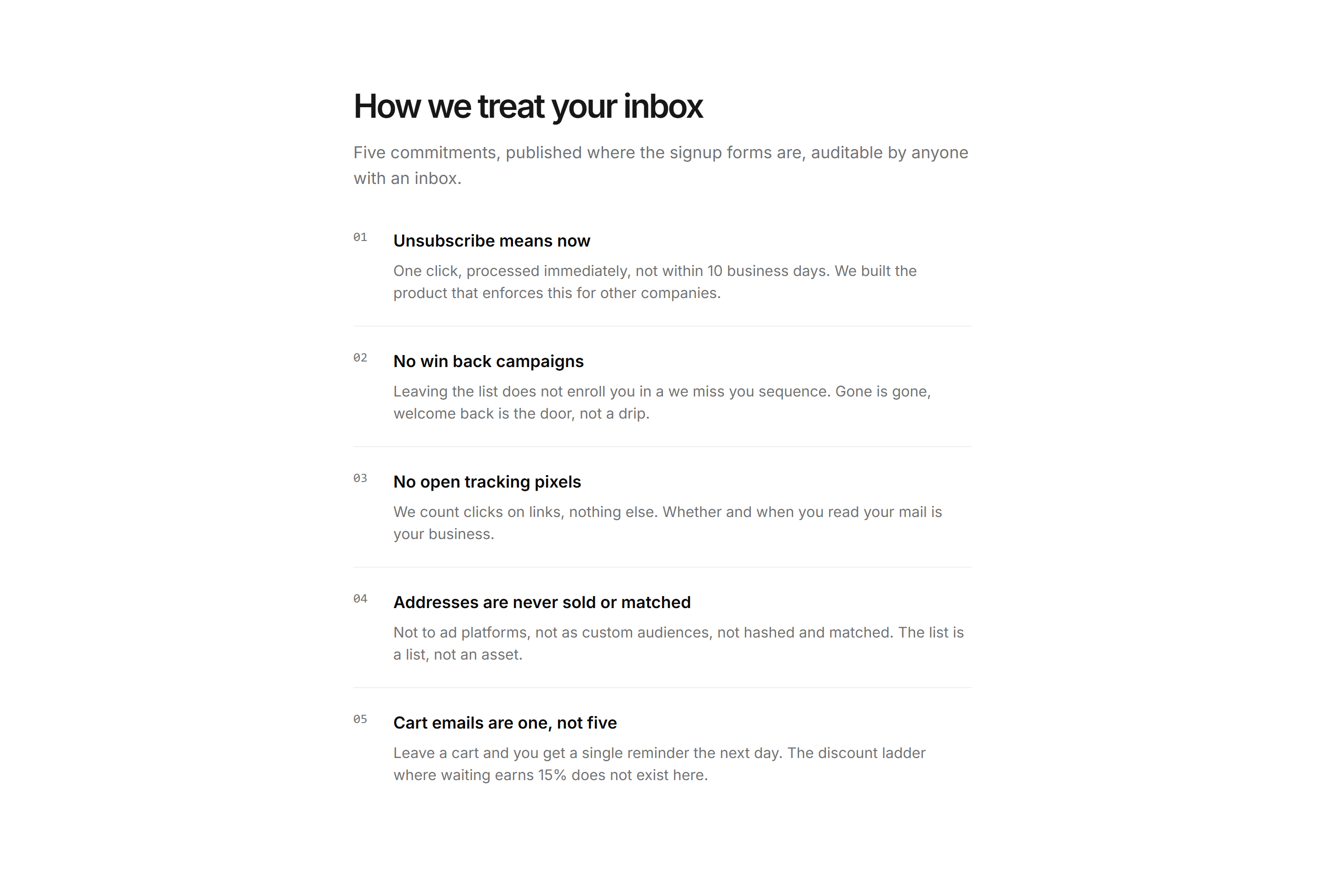 Ecommerce Email Capture: Unsubscribe Promise Card