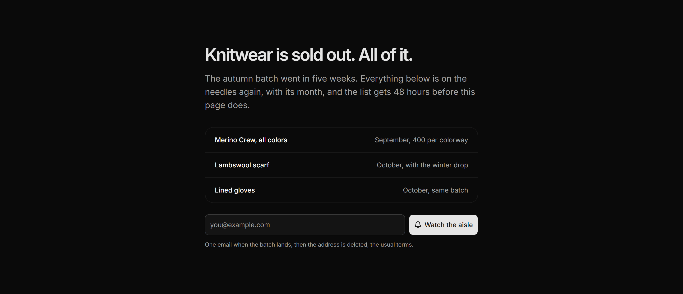 Ecommerce Empty State: Category Sold Out State