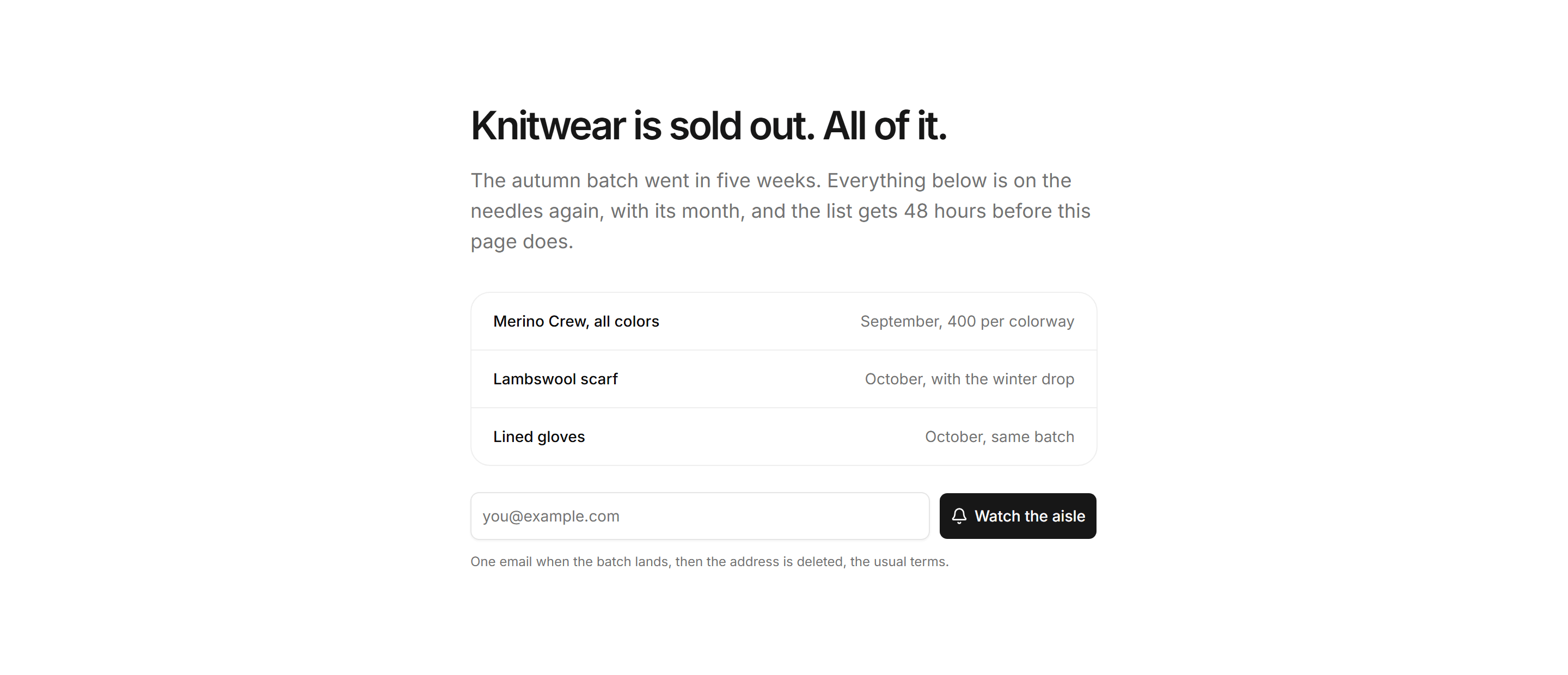 Ecommerce Empty State: Category Sold Out State