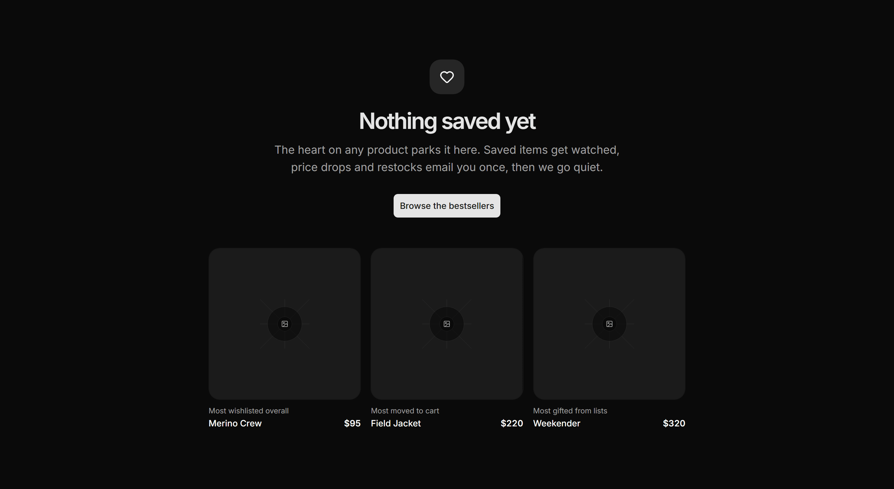 Ecommerce Empty State: Empty Wishlist State