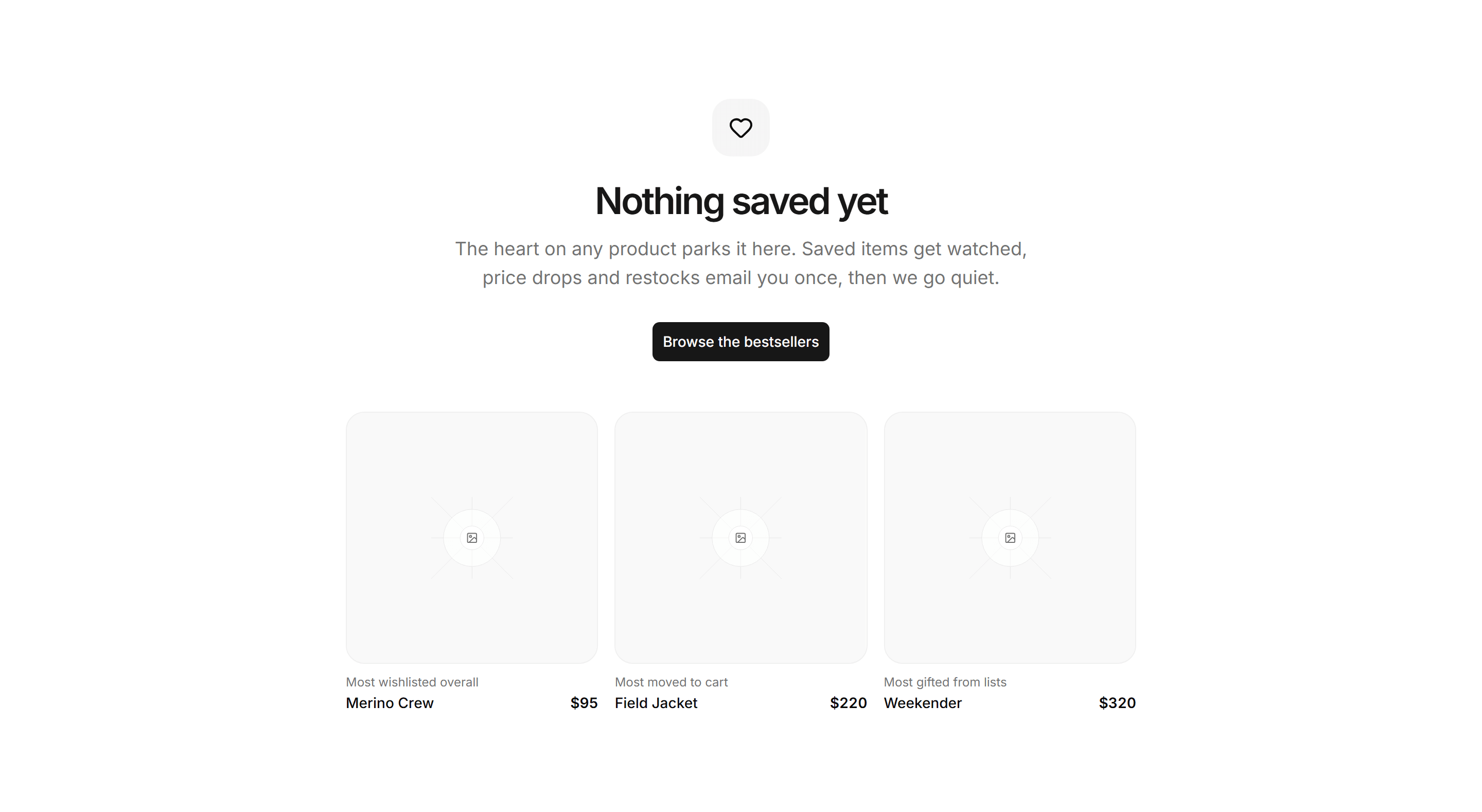 Ecommerce Empty State: Empty Wishlist State