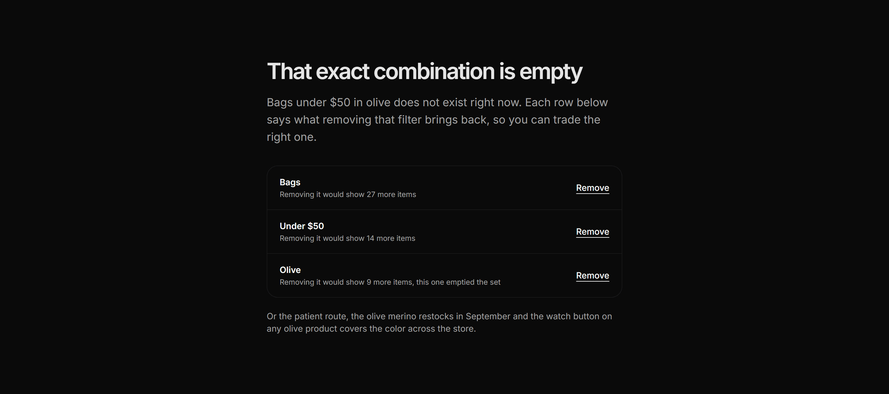 Ecommerce Empty State: Filter No Results