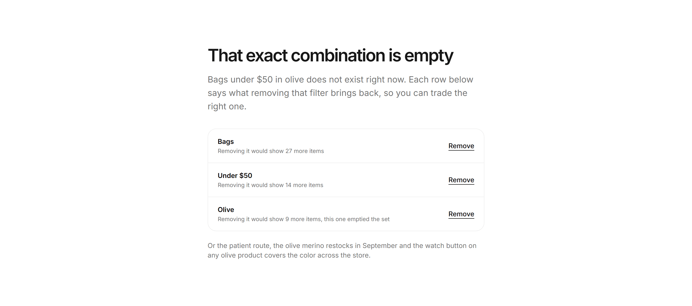 Ecommerce Empty State: Filter No Results