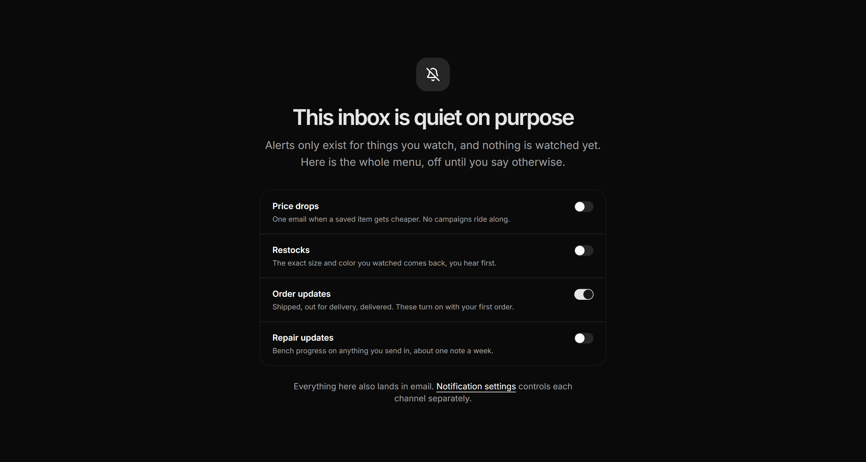 Ecommerce Empty State: Notifications Empty State