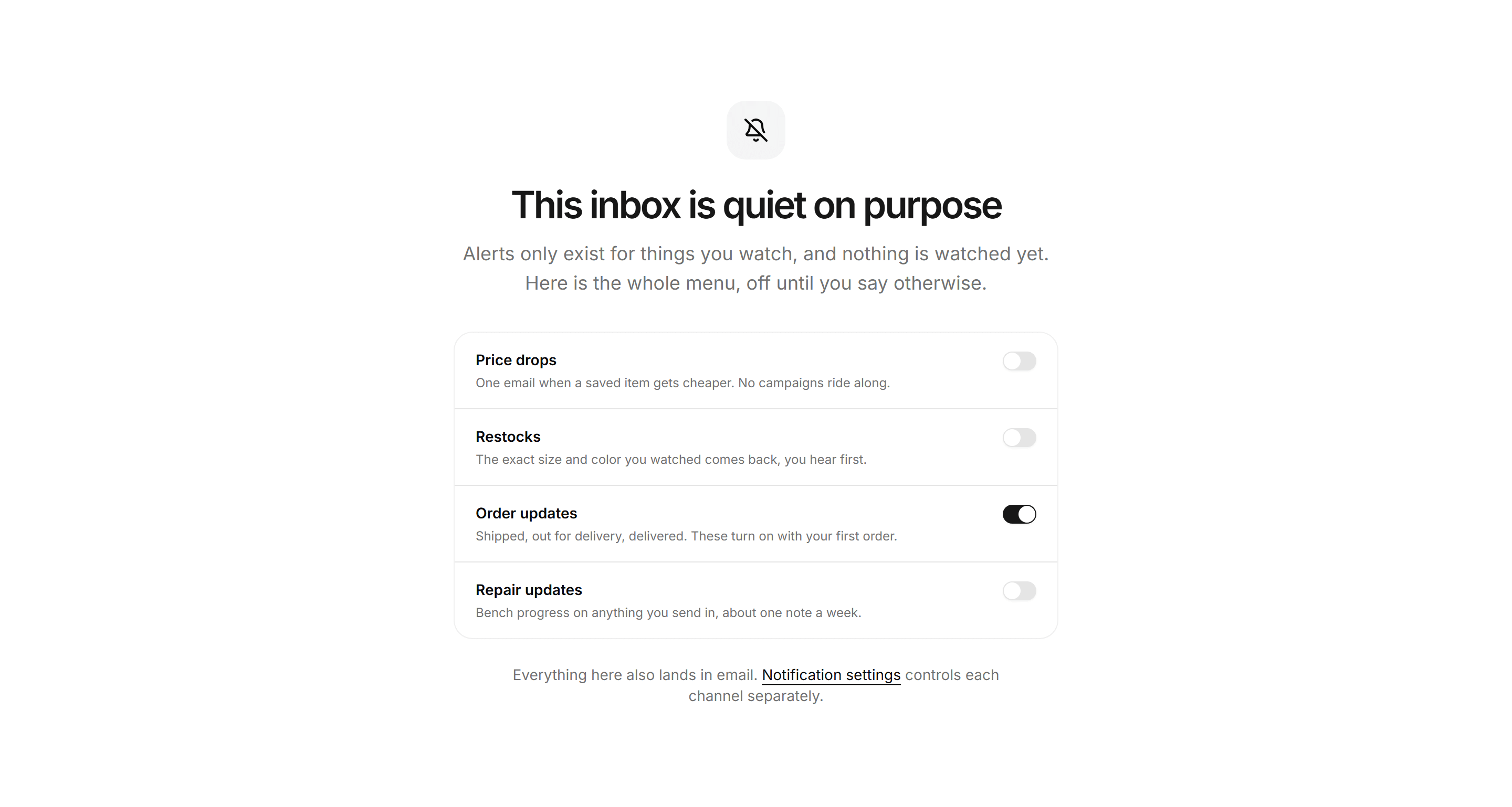 Ecommerce Empty State: Notifications Empty State