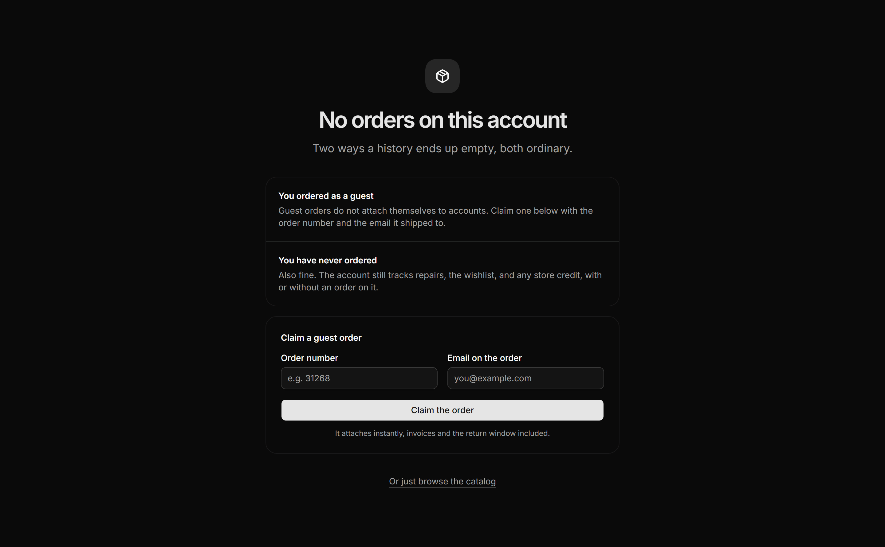 Ecommerce Empty State: Order History Empty State