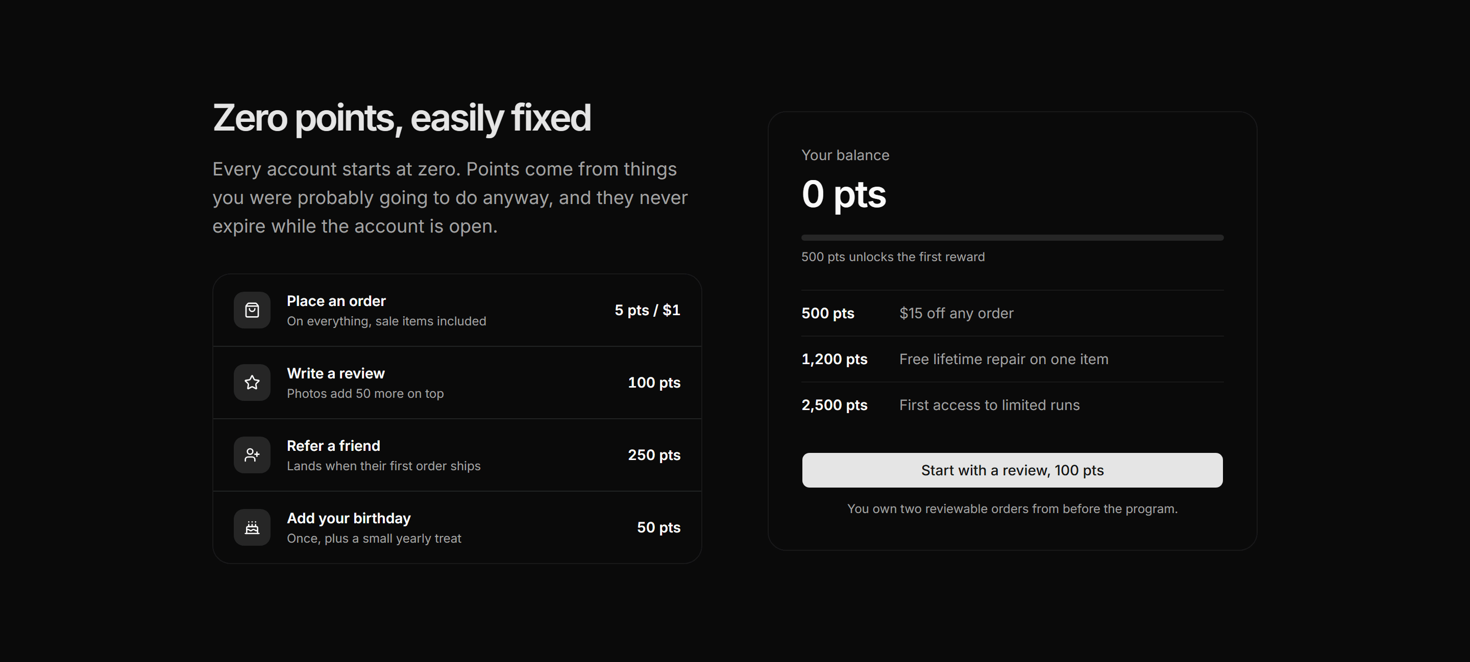 Ecommerce Empty State: Rewards Empty State