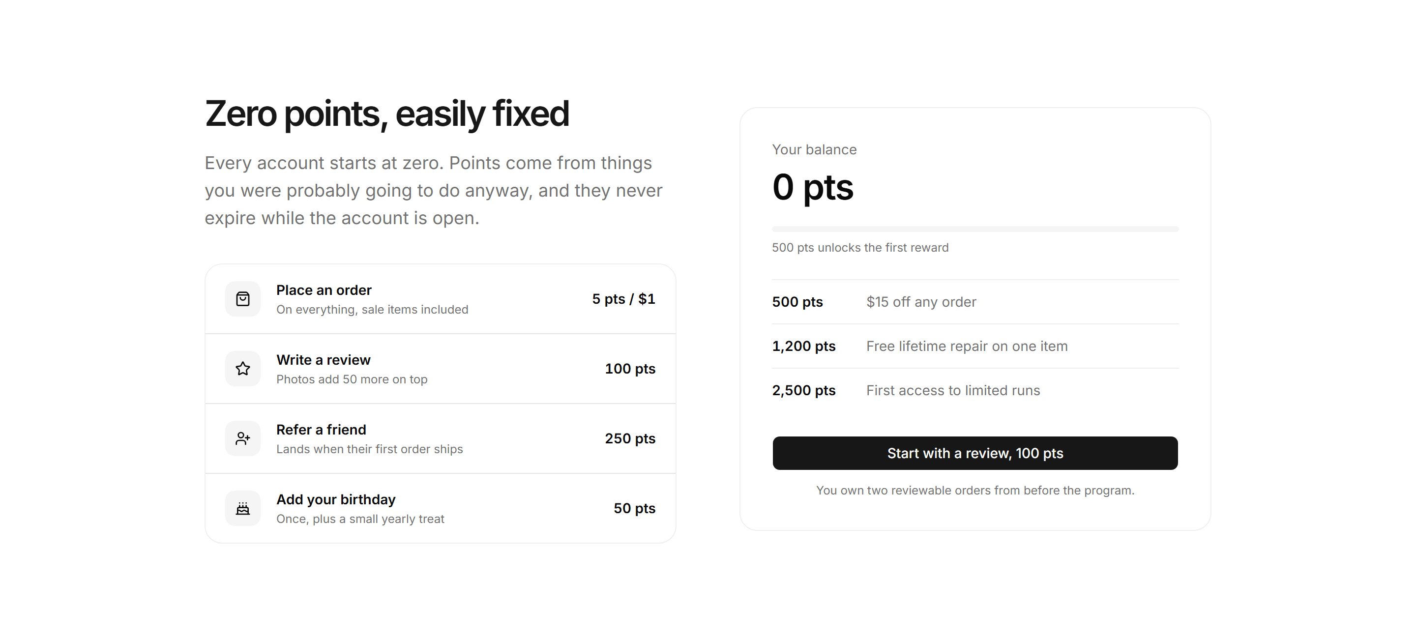 Ecommerce Empty State: Rewards Empty State