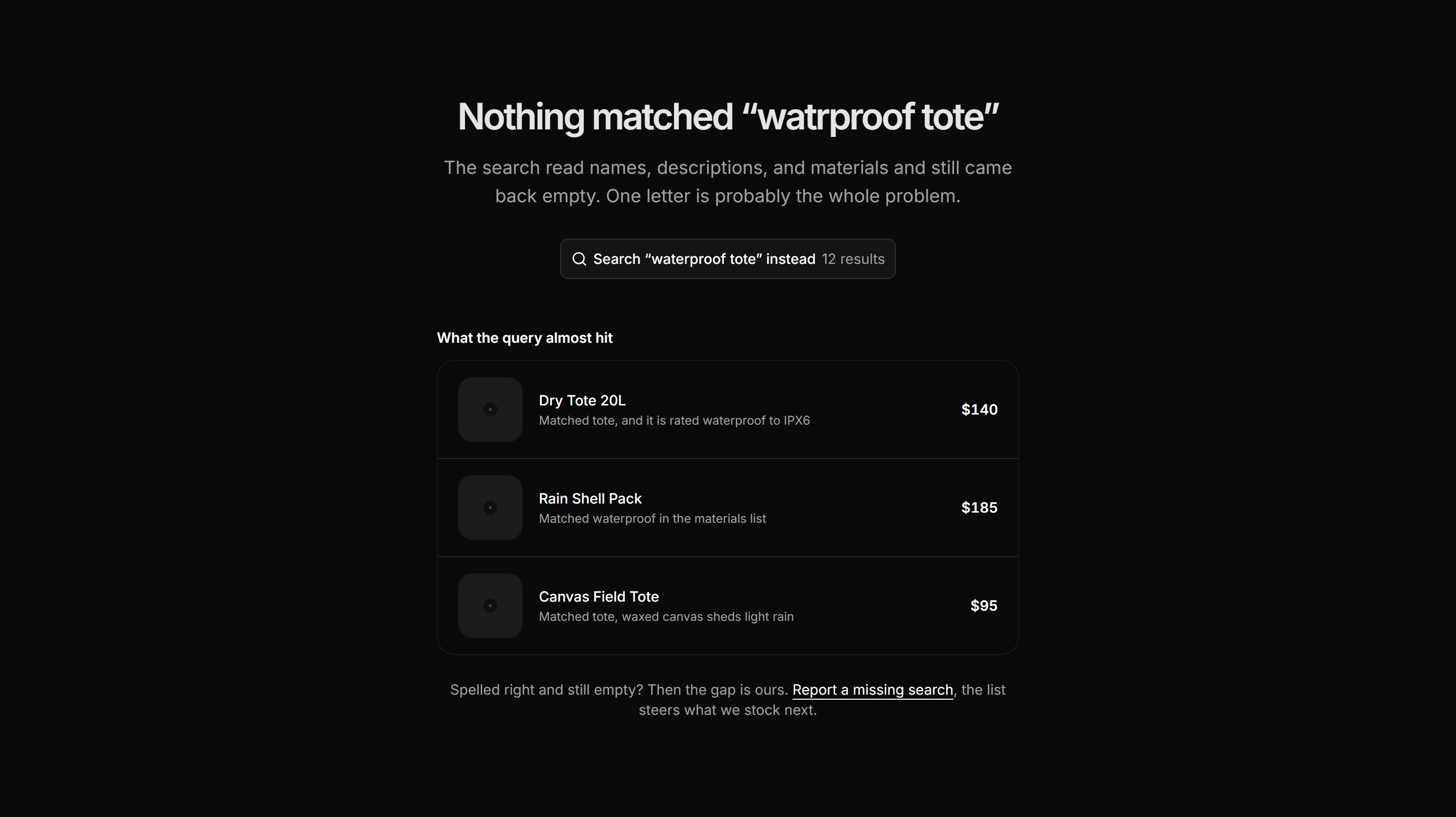 Ecommerce Empty State: Search No Results