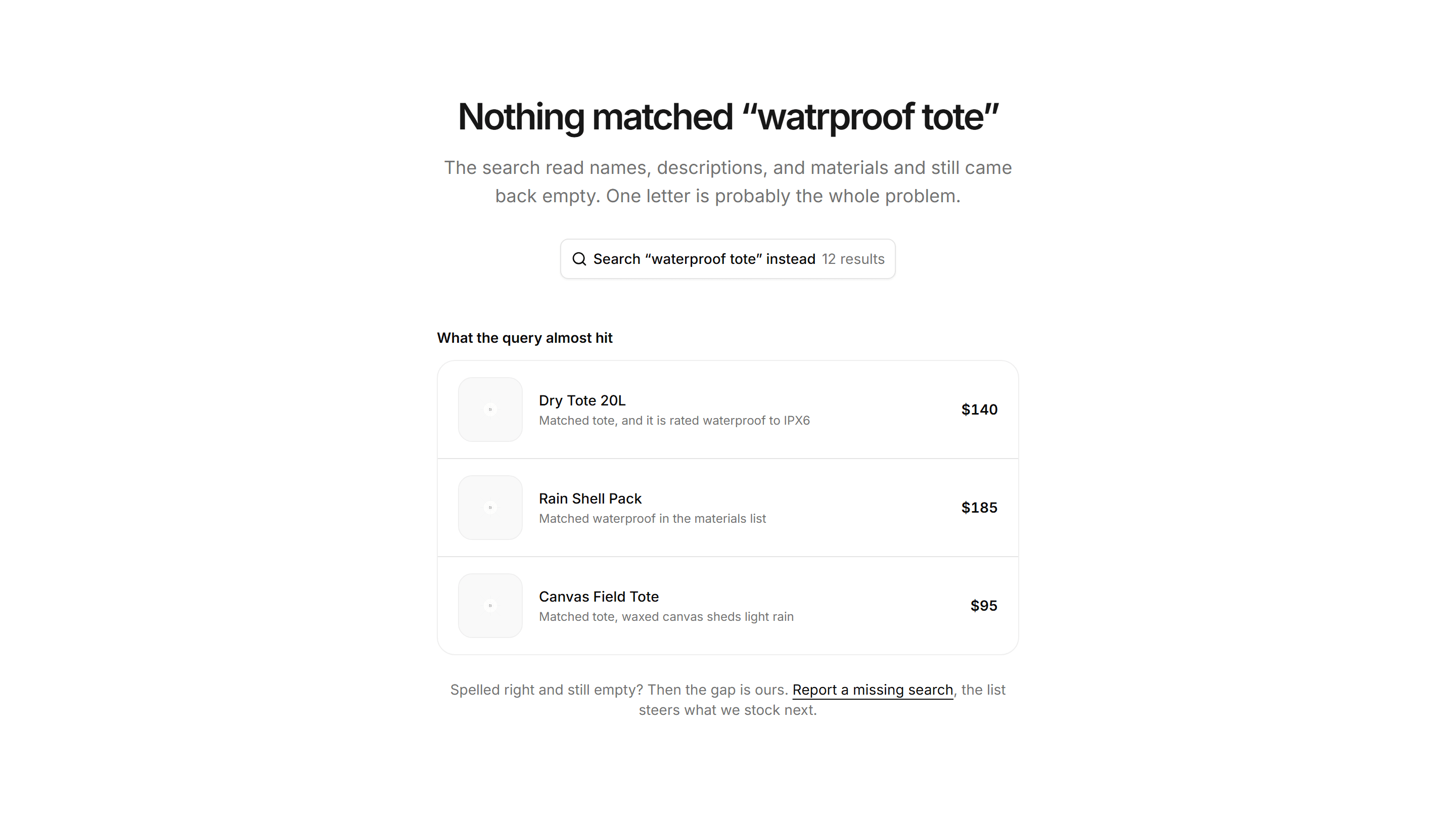 Ecommerce Empty State: Search No Results