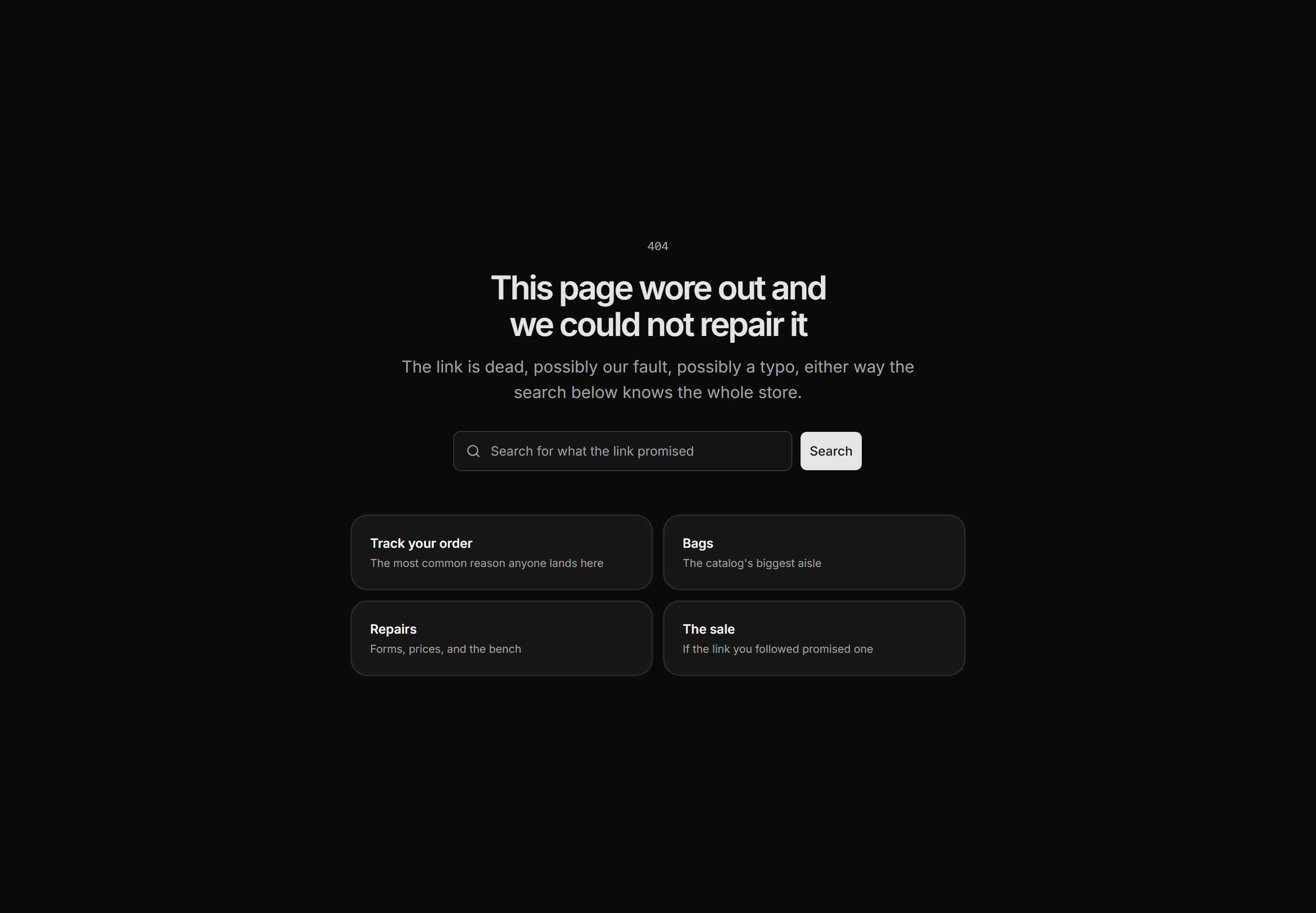 Ecommerce Empty State: Store 404