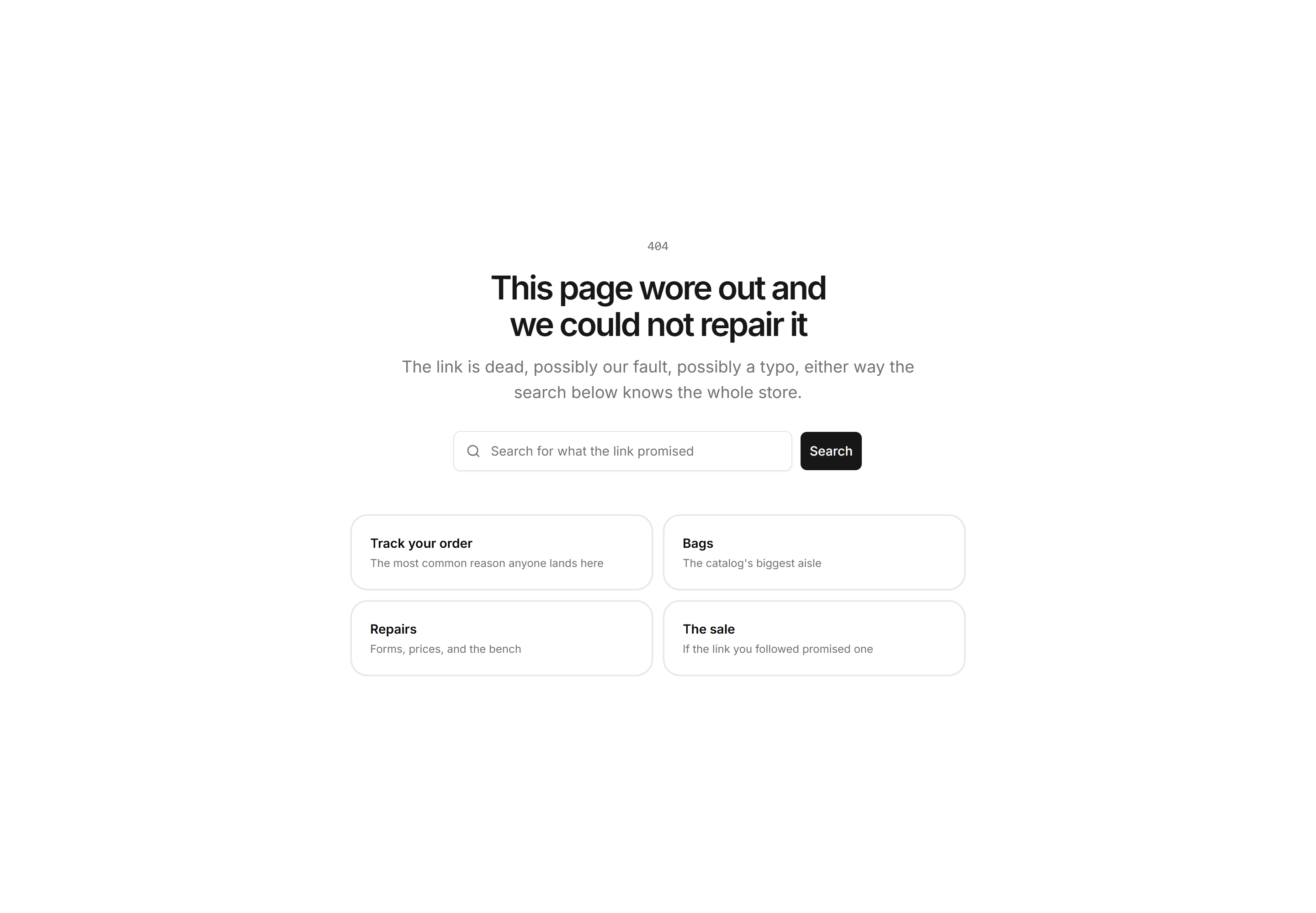 Ecommerce Empty State: Store 404