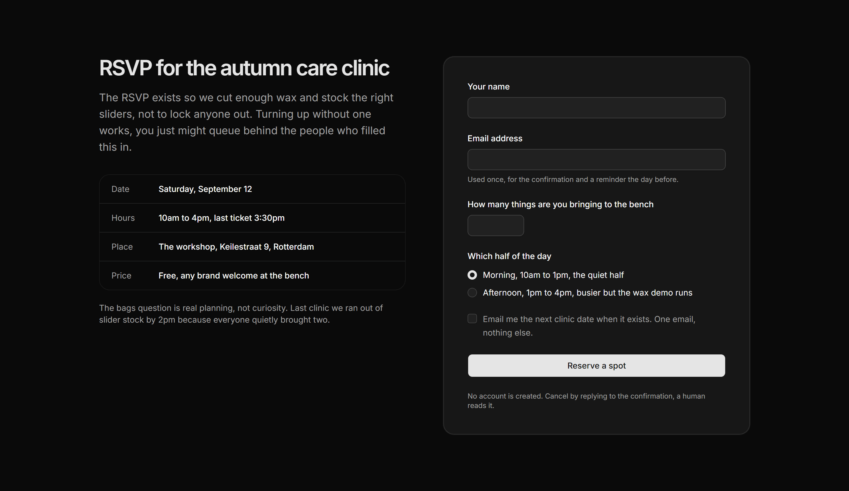 Ecommerce Events and Appointment: Event RSVP Form