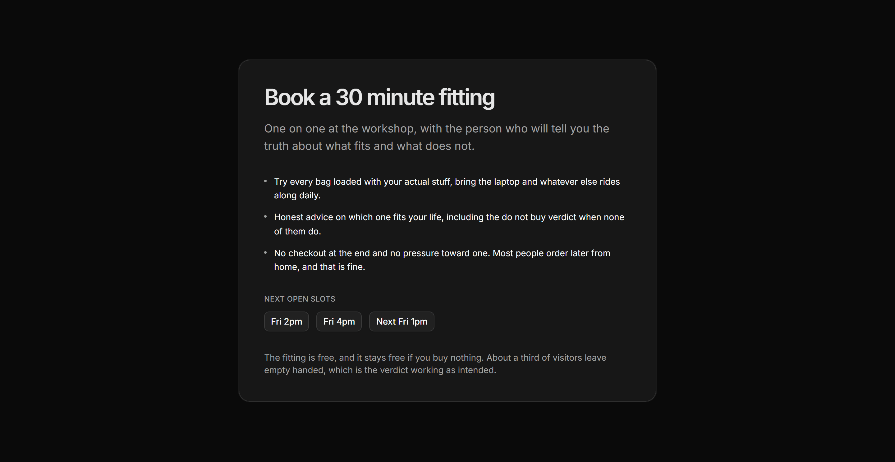 Ecommerce Events and Appointment: Fitting Appointment Card