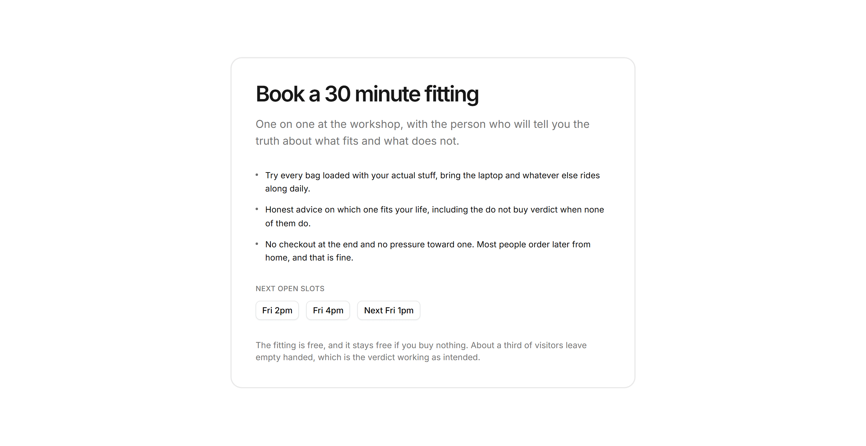 Ecommerce Events and Appointment: Fitting Appointment Card