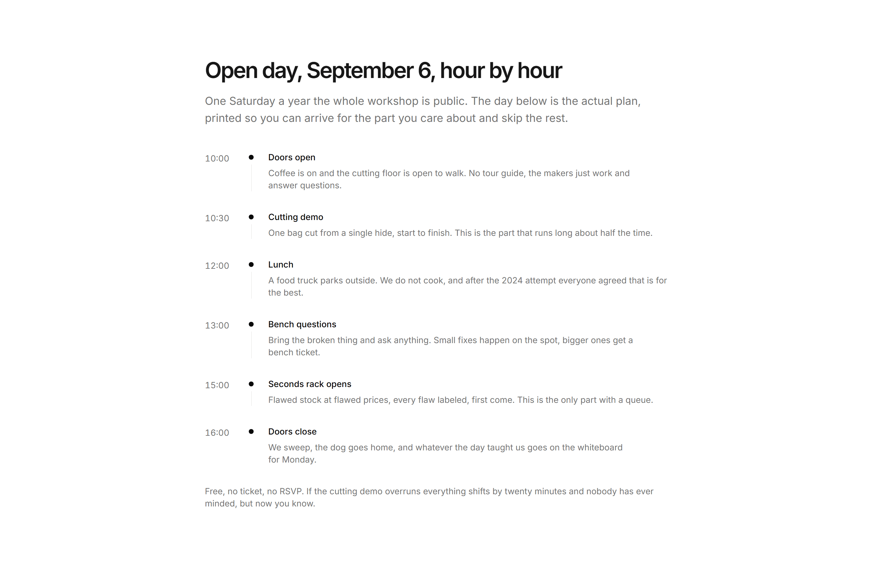 Ecommerce Events and Appointment: Open Day Schedule