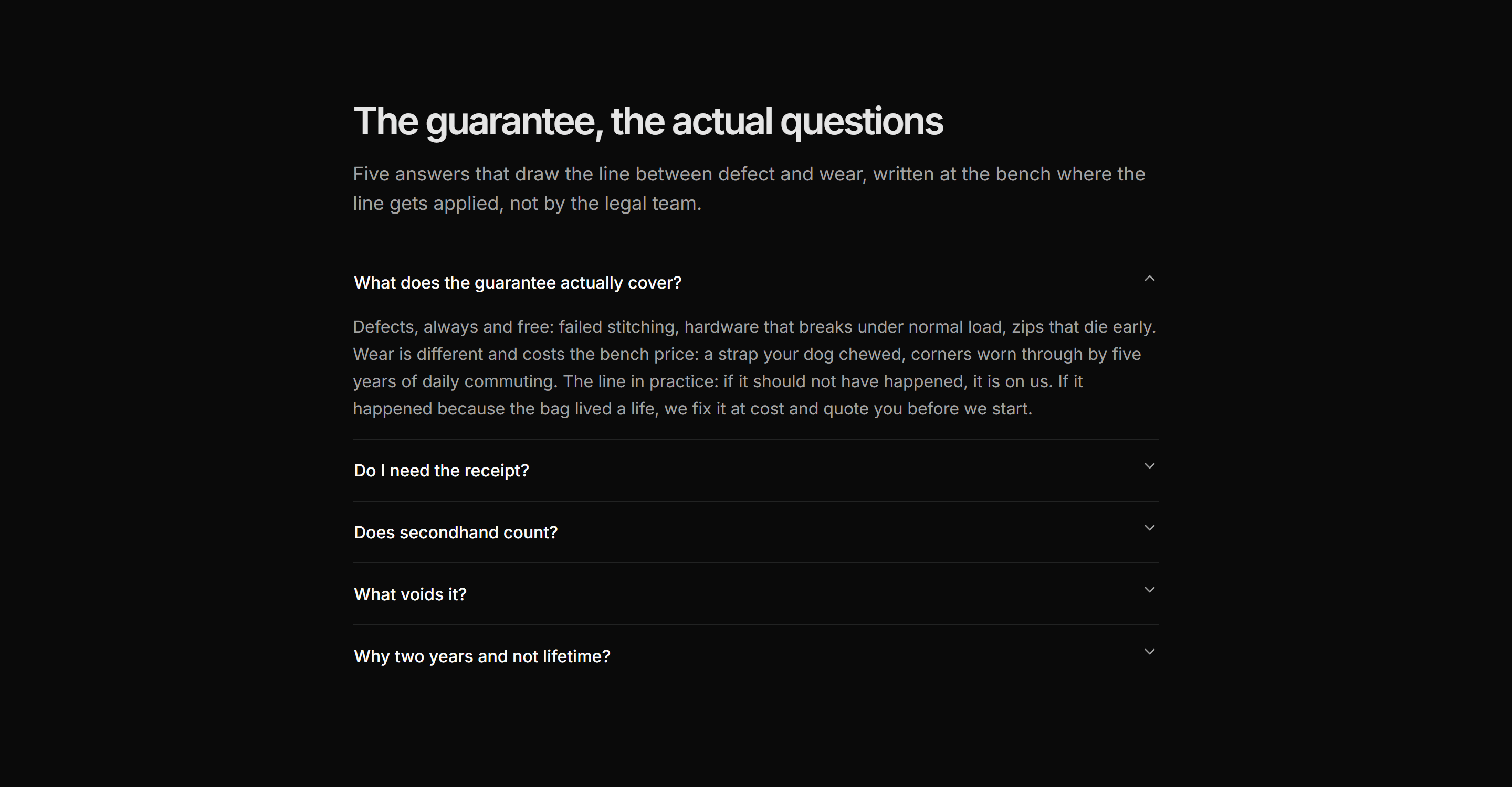 Ecommerce FAQ: Guarantee Faq