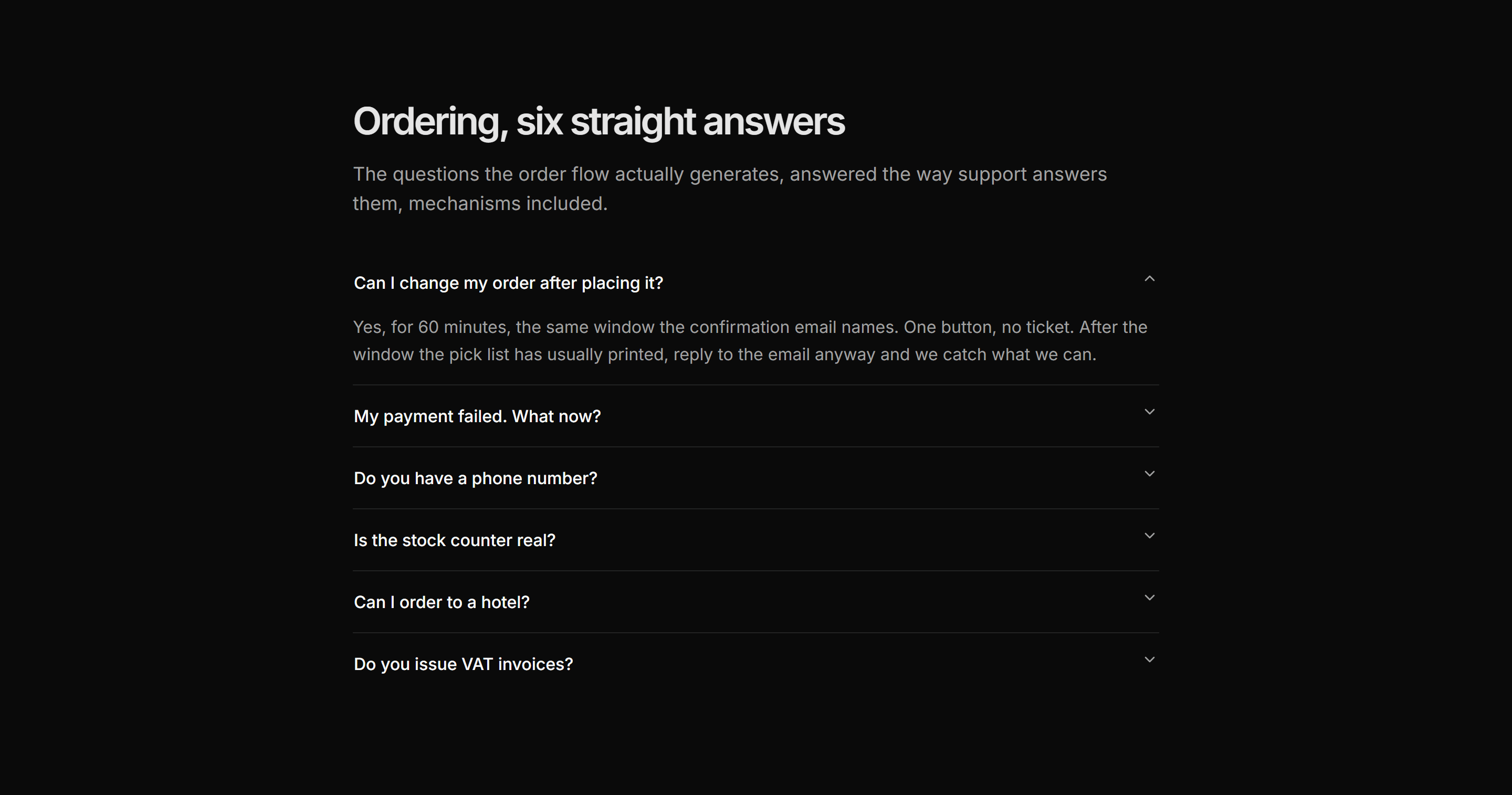 Ecommerce FAQ: Ordering Faq