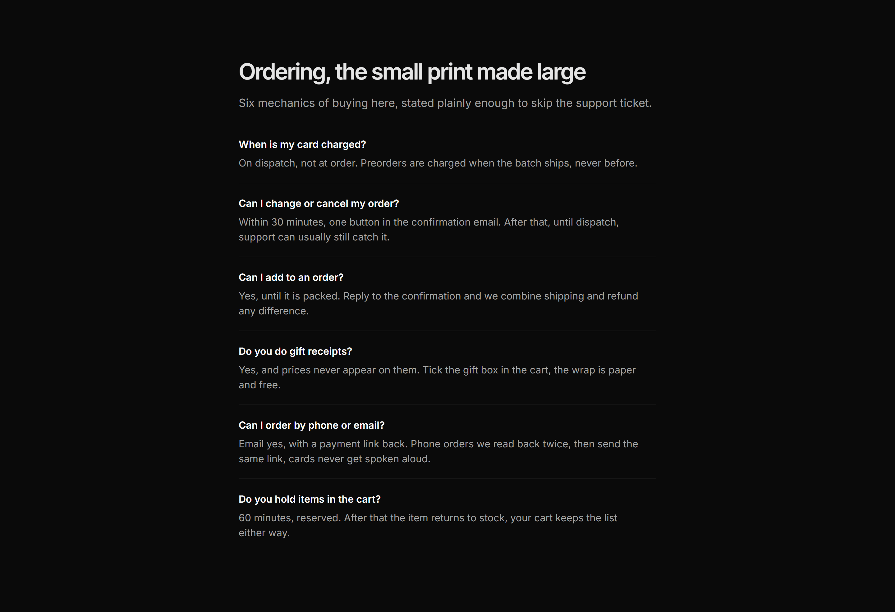 Ecommerce FAQ: Ordering Faq List