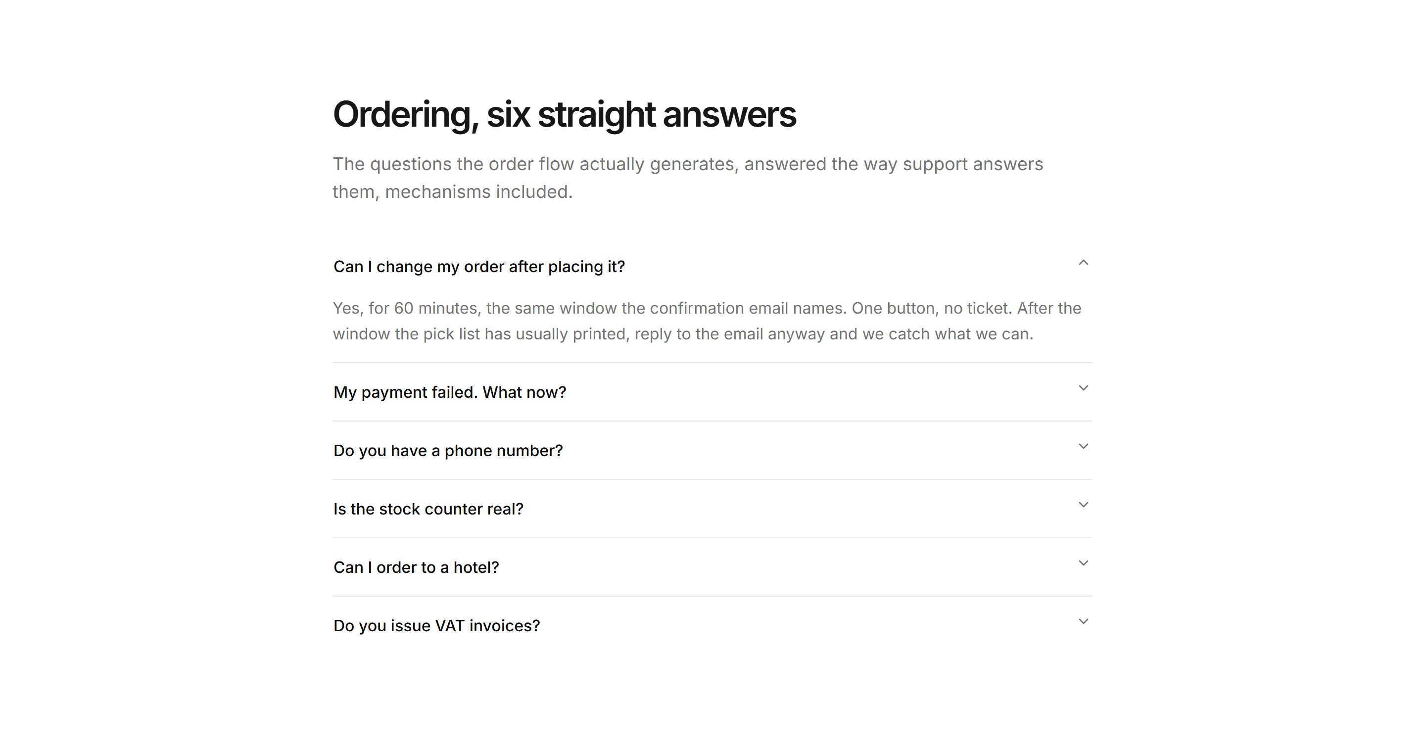 Ecommerce FAQ: Ordering Faq