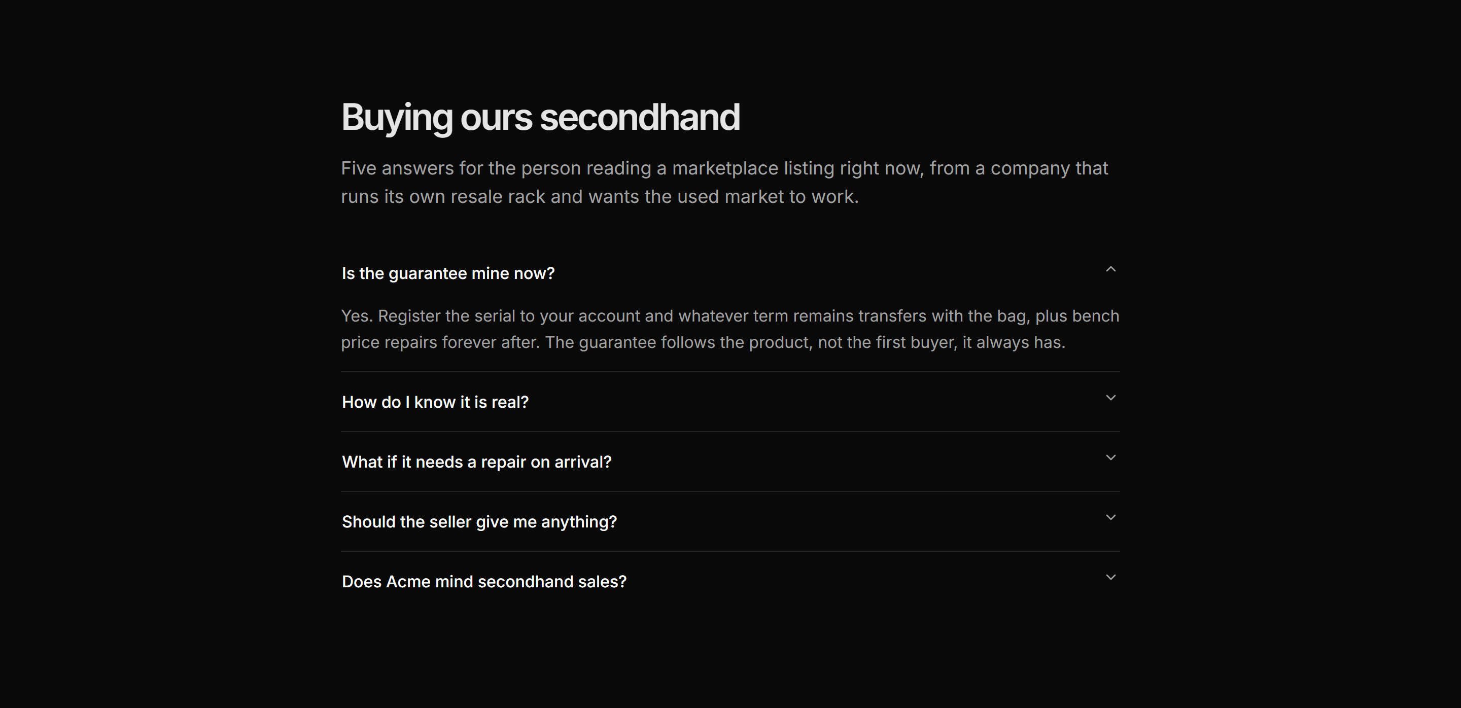 Ecommerce FAQ: Secondhand Buyers Faq