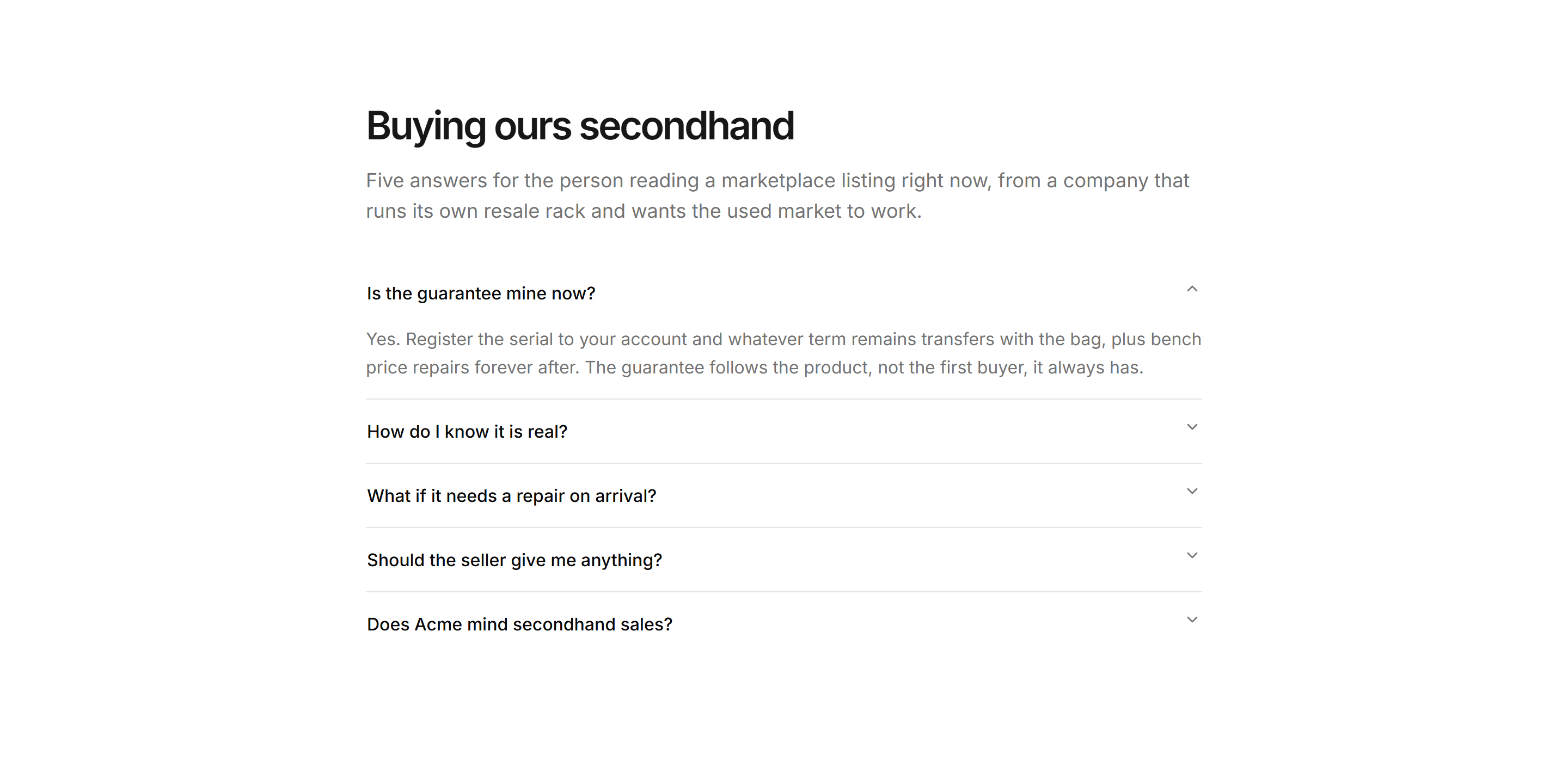 Ecommerce FAQ: Secondhand Buyers Faq