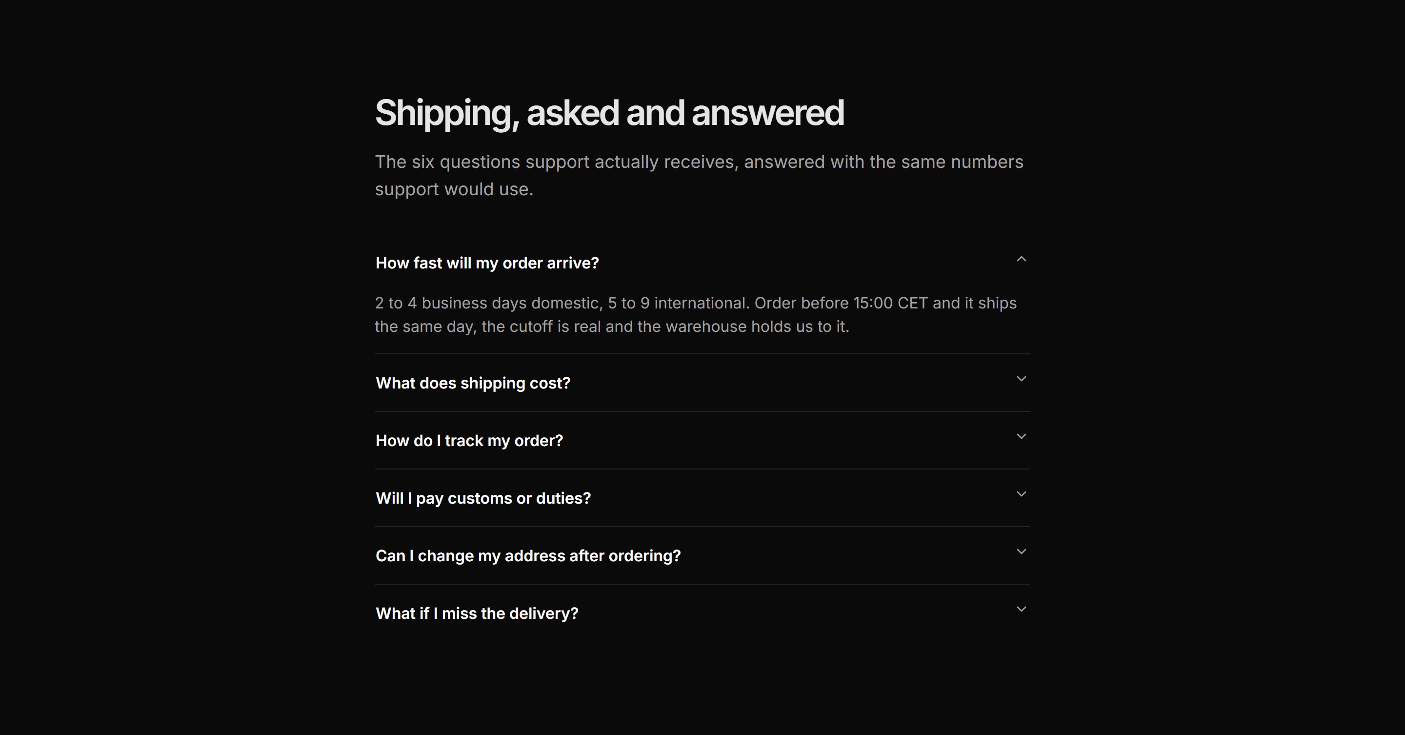 Ecommerce FAQ: Shipping Faq Accordion