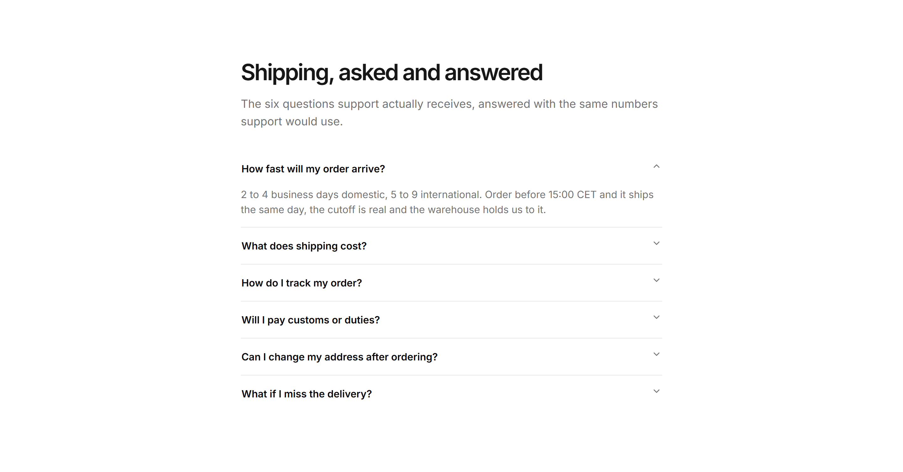 Ecommerce FAQ: Shipping Faq Accordion