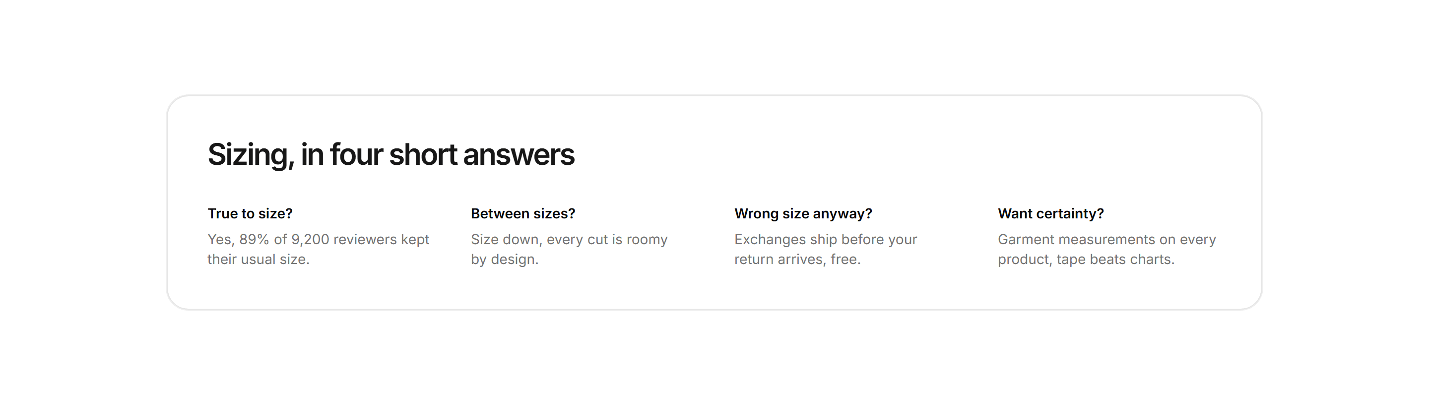 Ecommerce FAQ: Sizing Faq Compact