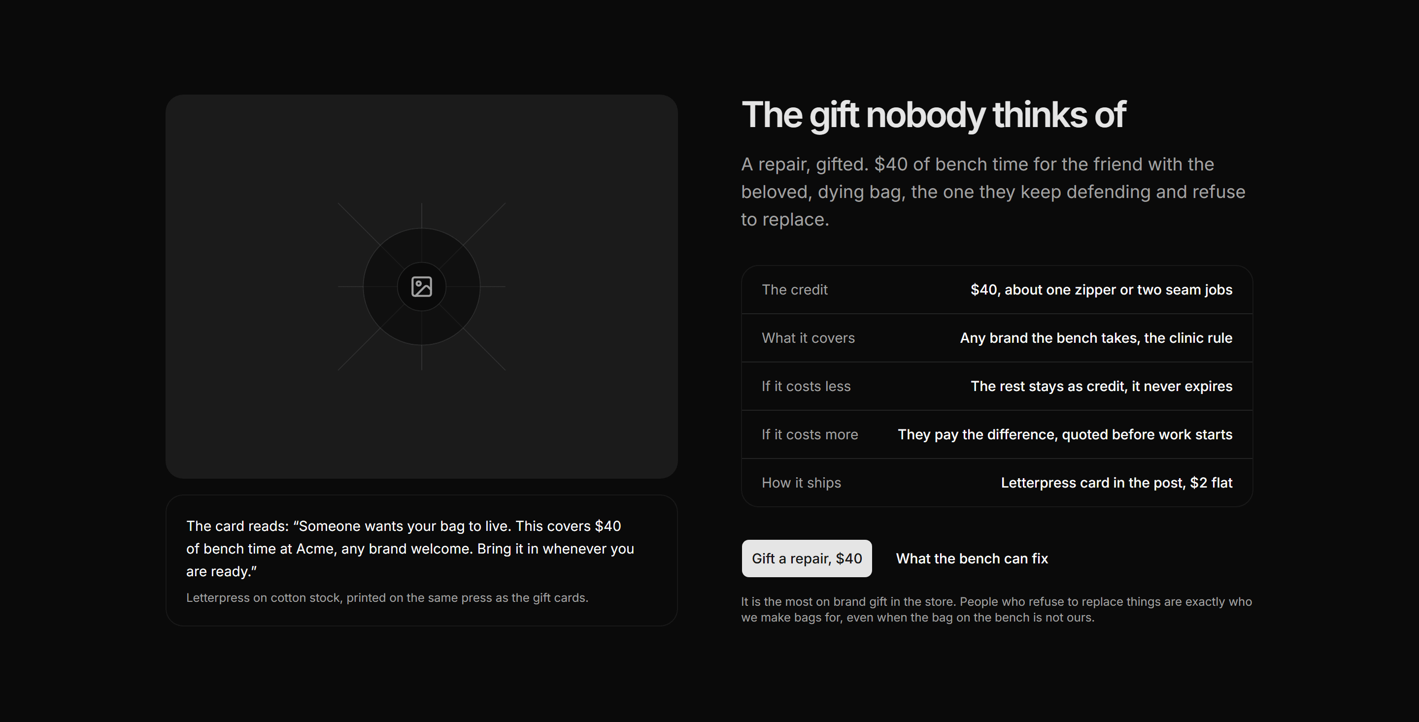 Ecommerce Gift Card: Gift A Repair Card
