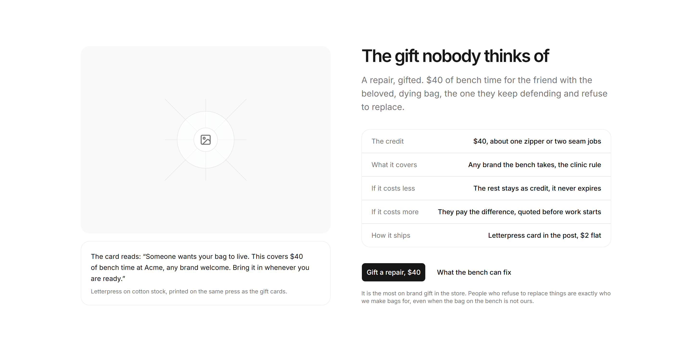Ecommerce Gift Card: Gift A Repair Card