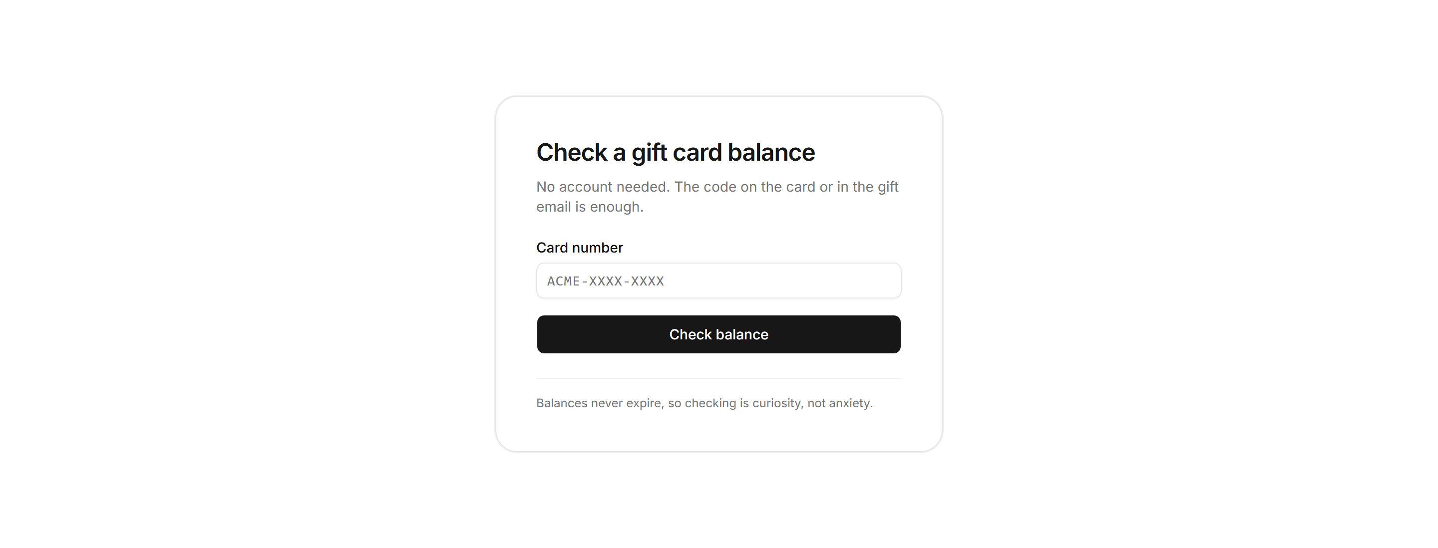 Ecommerce Gift Card: Gift Card Balance Checker