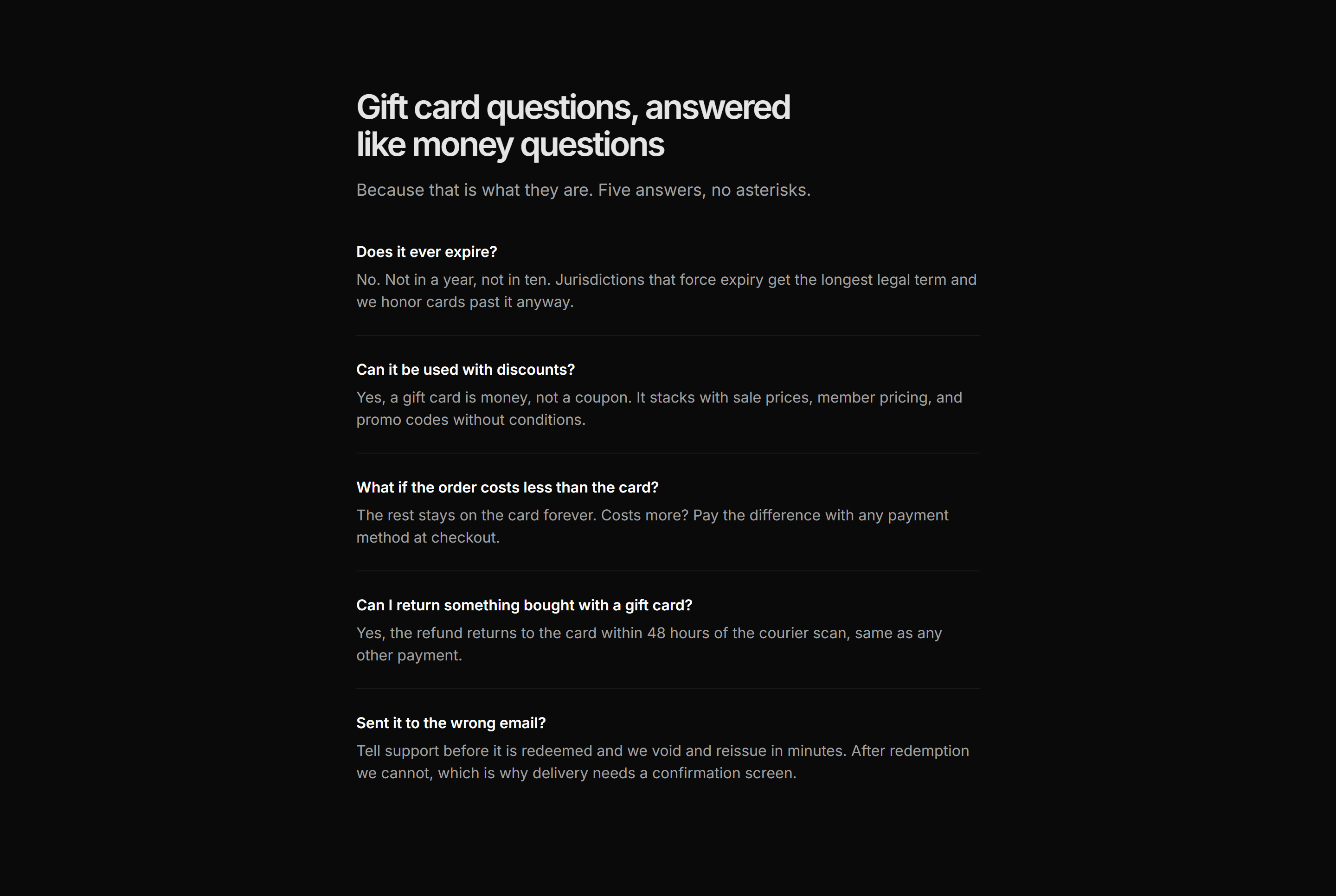 Ecommerce Gift Card: Gift Card Faq