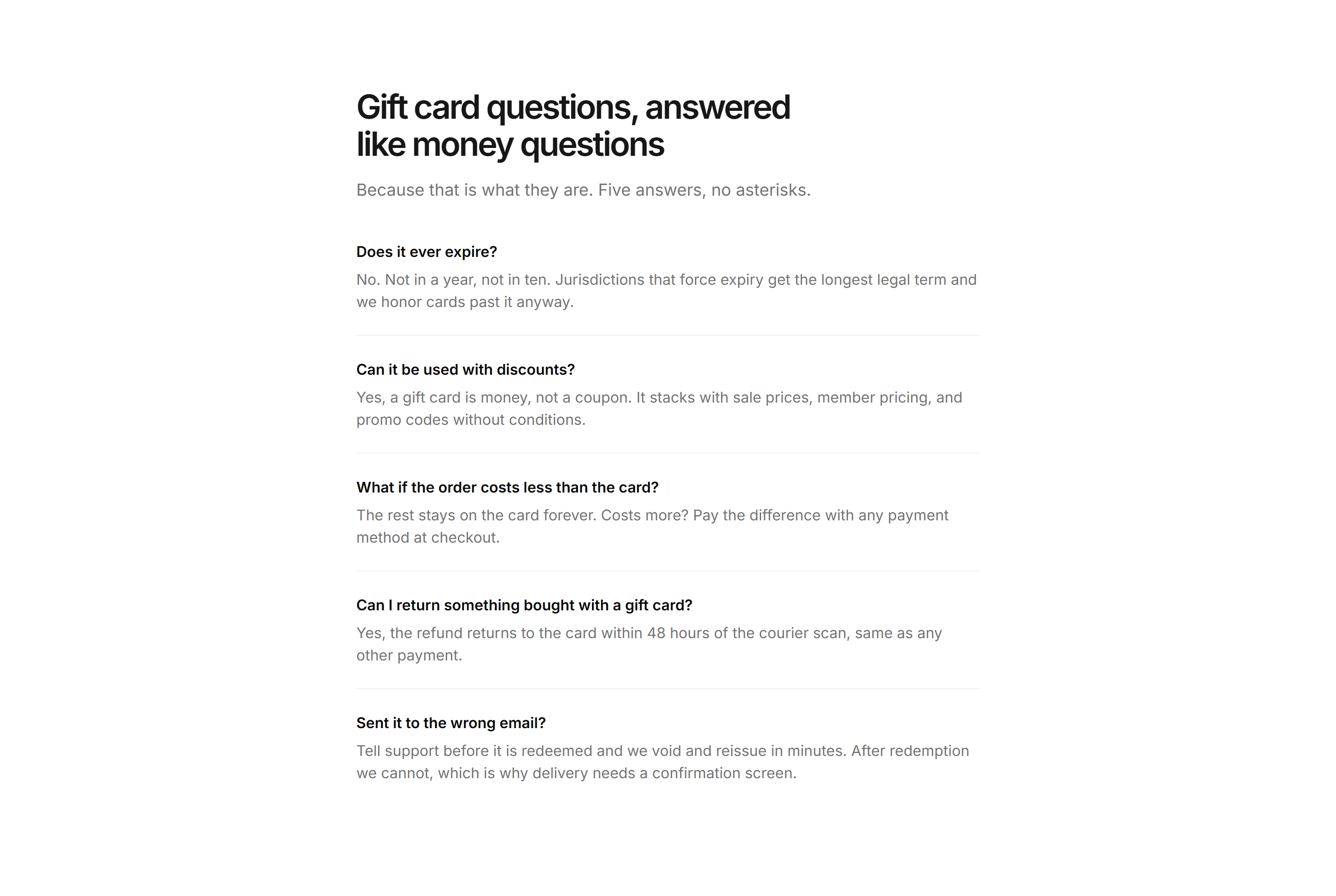 Ecommerce Gift Card: Gift Card Faq