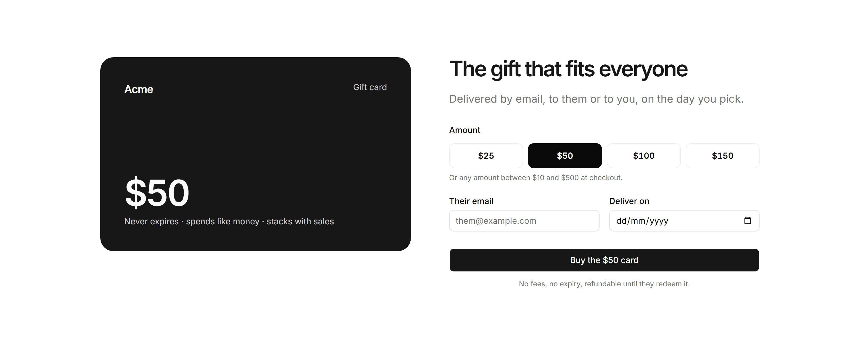 Ecommerce Gift Card: Gift Card Purchase