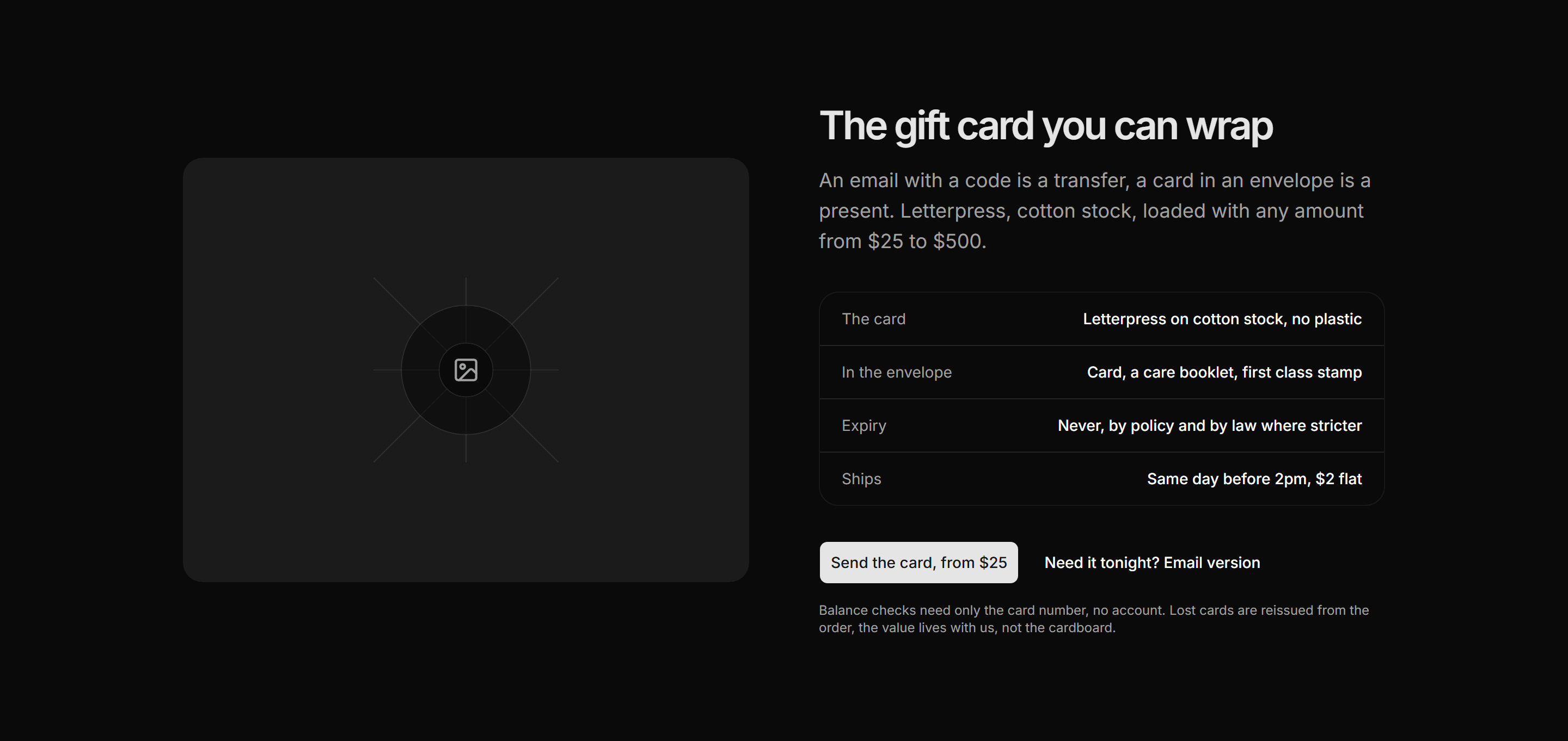 Ecommerce Gift Card: Physical Gift Card